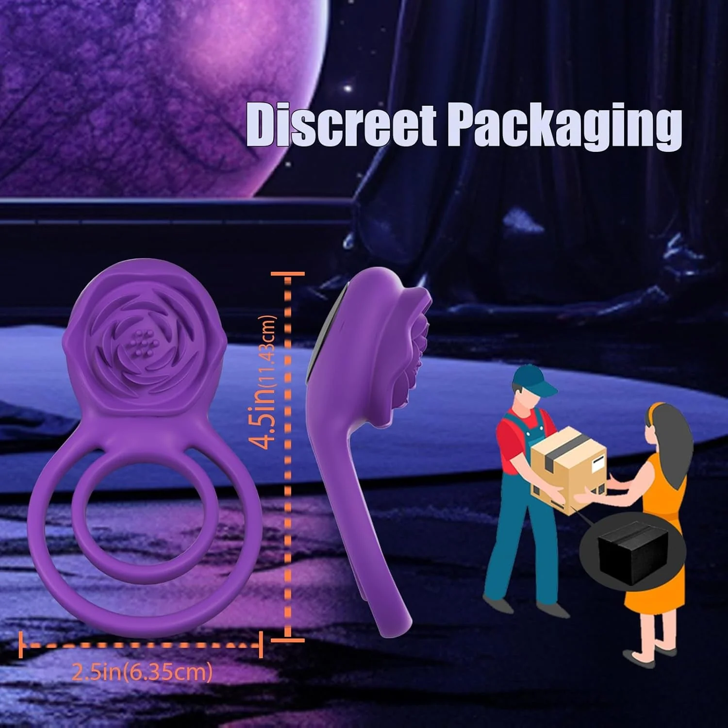 RoseBind Vibrating Dual Cock Ring Rose Clitoral 7 Modes - Image 7
