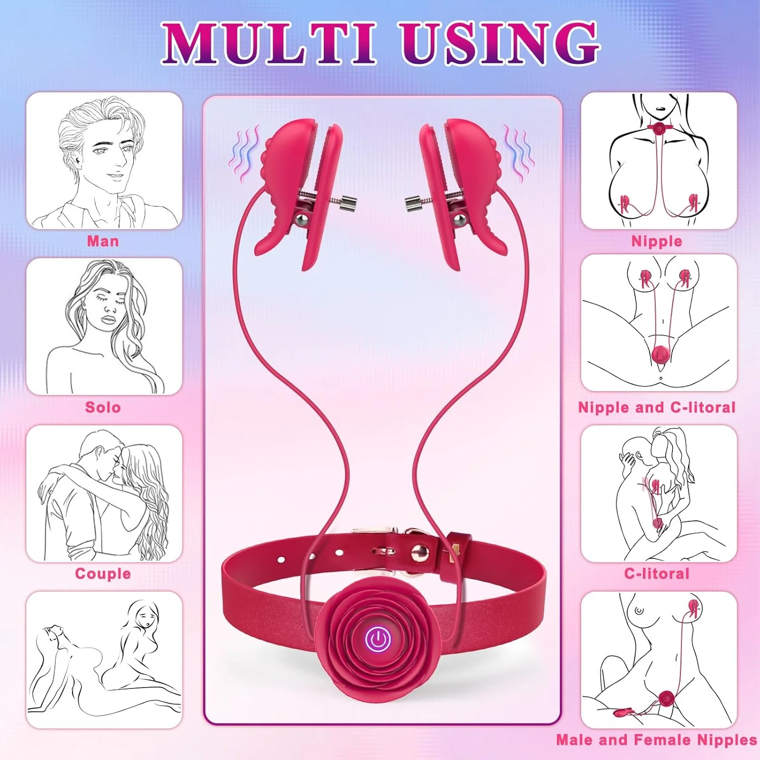RoseBond Nipple Vibrator & BDSM Choker - Image 2