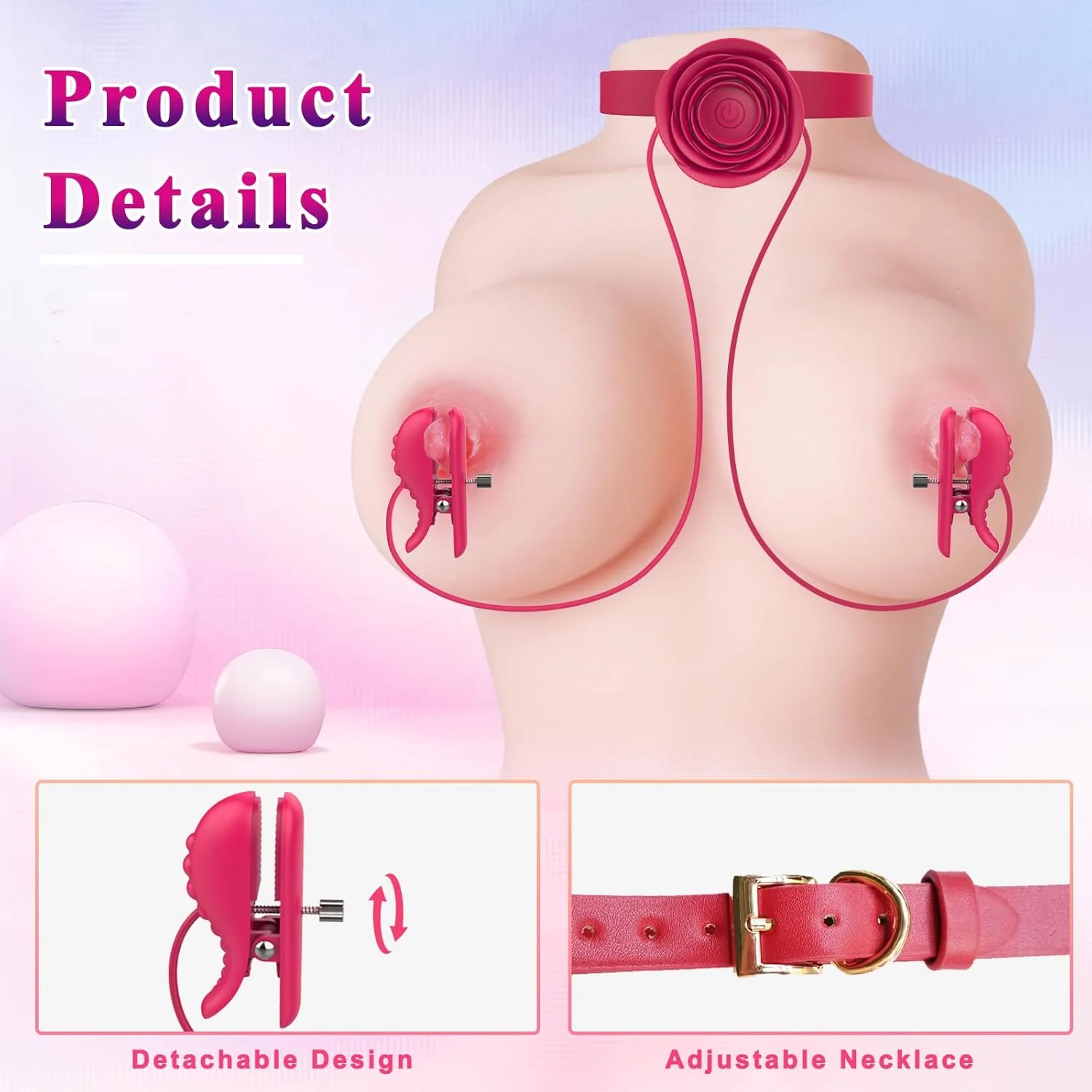 RoseBond Nipple Vibrator & BDSM Choker - Image 5