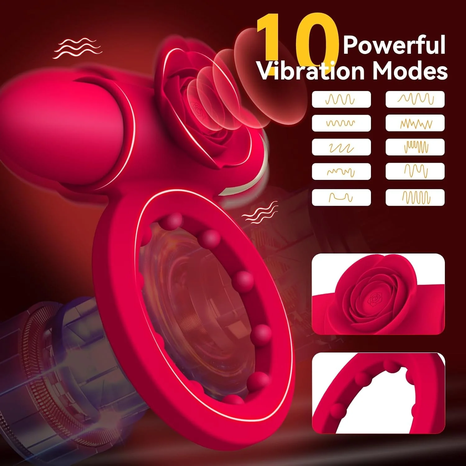 RoseBullet Vibrating Cock Ring Clit Stimulator - Image 4