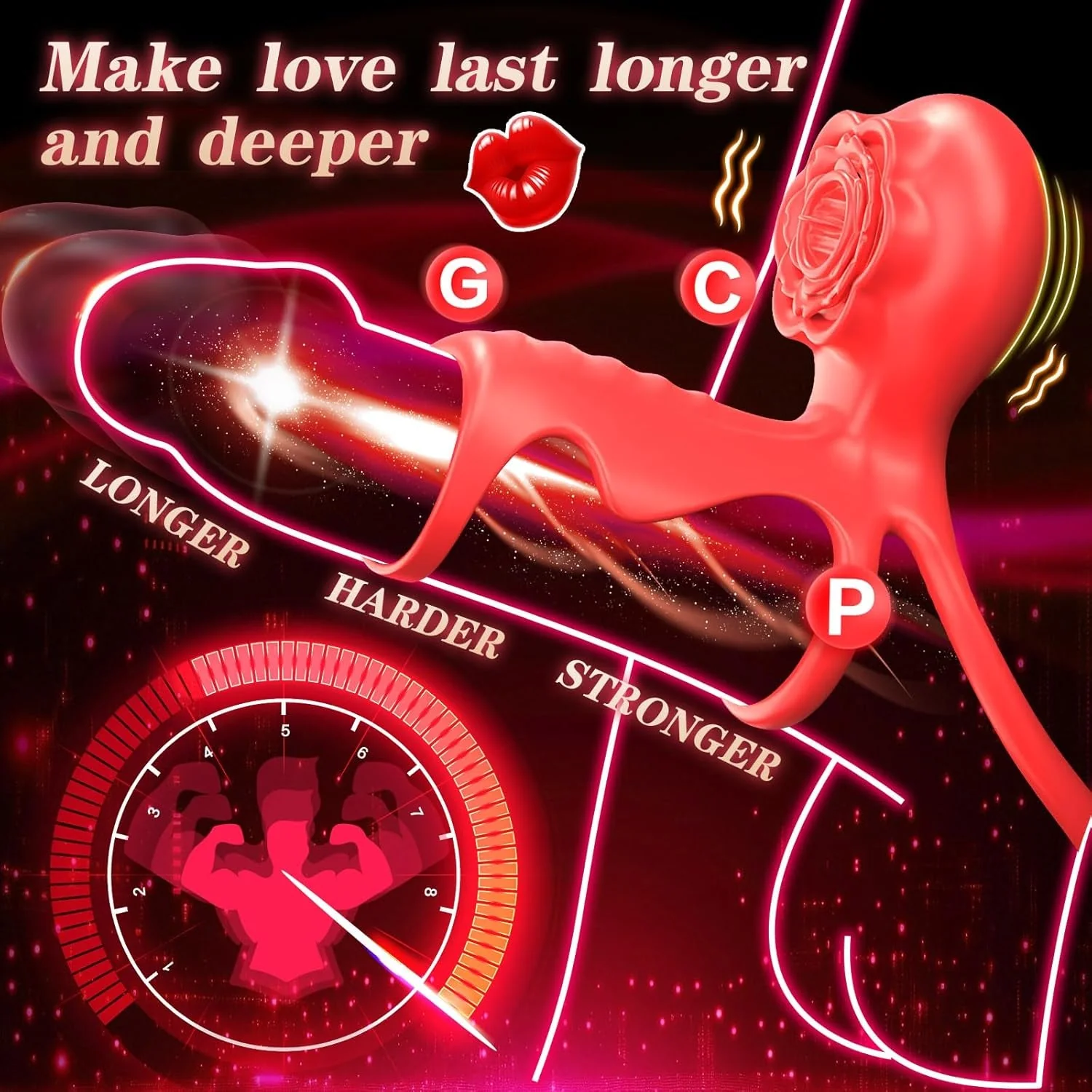 RoseClutch Vibrating Cock Ring Rose Licking Stimulator - Image 2