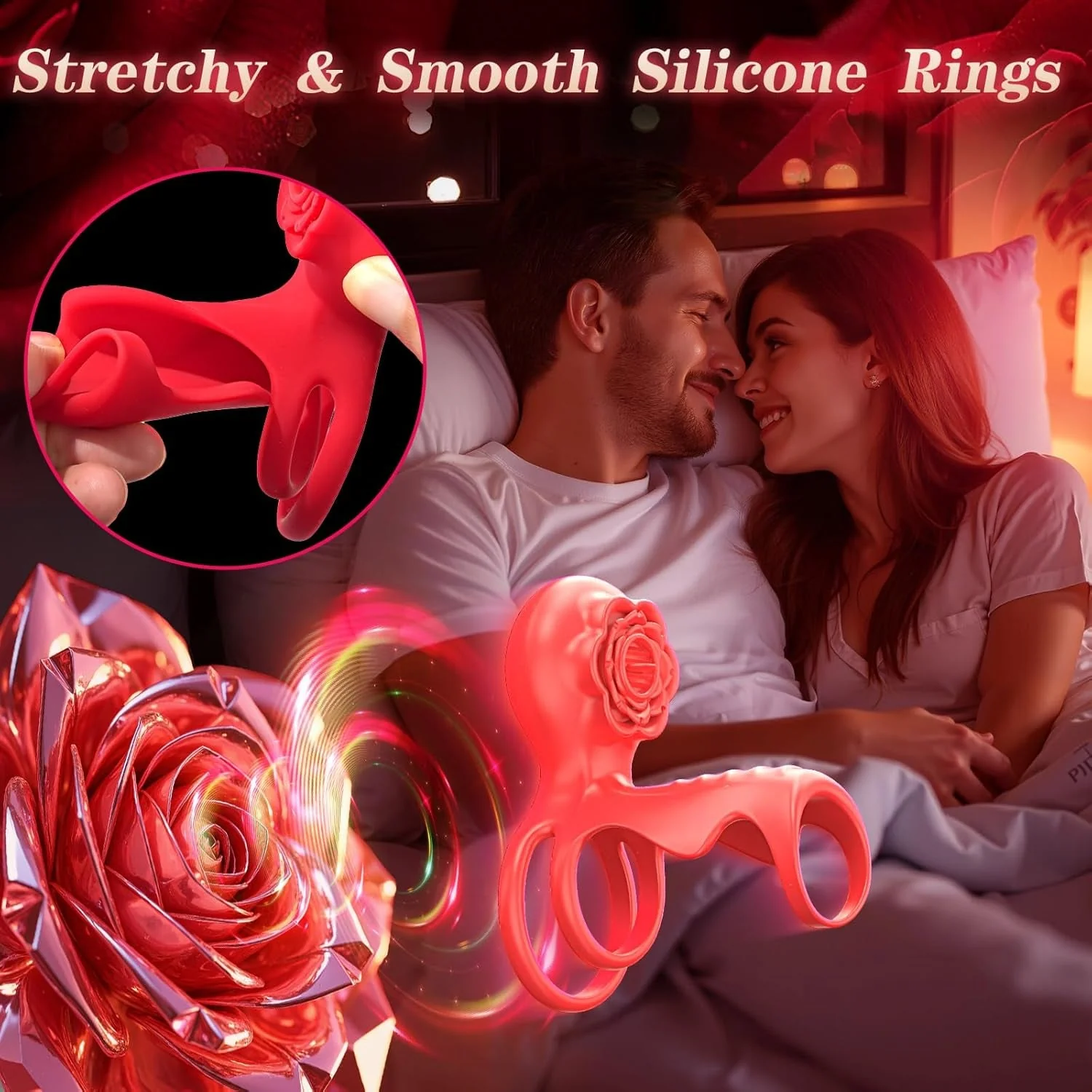 RoseClutch Vibrating Cock Ring Rose Licking Stimulator - Image 6