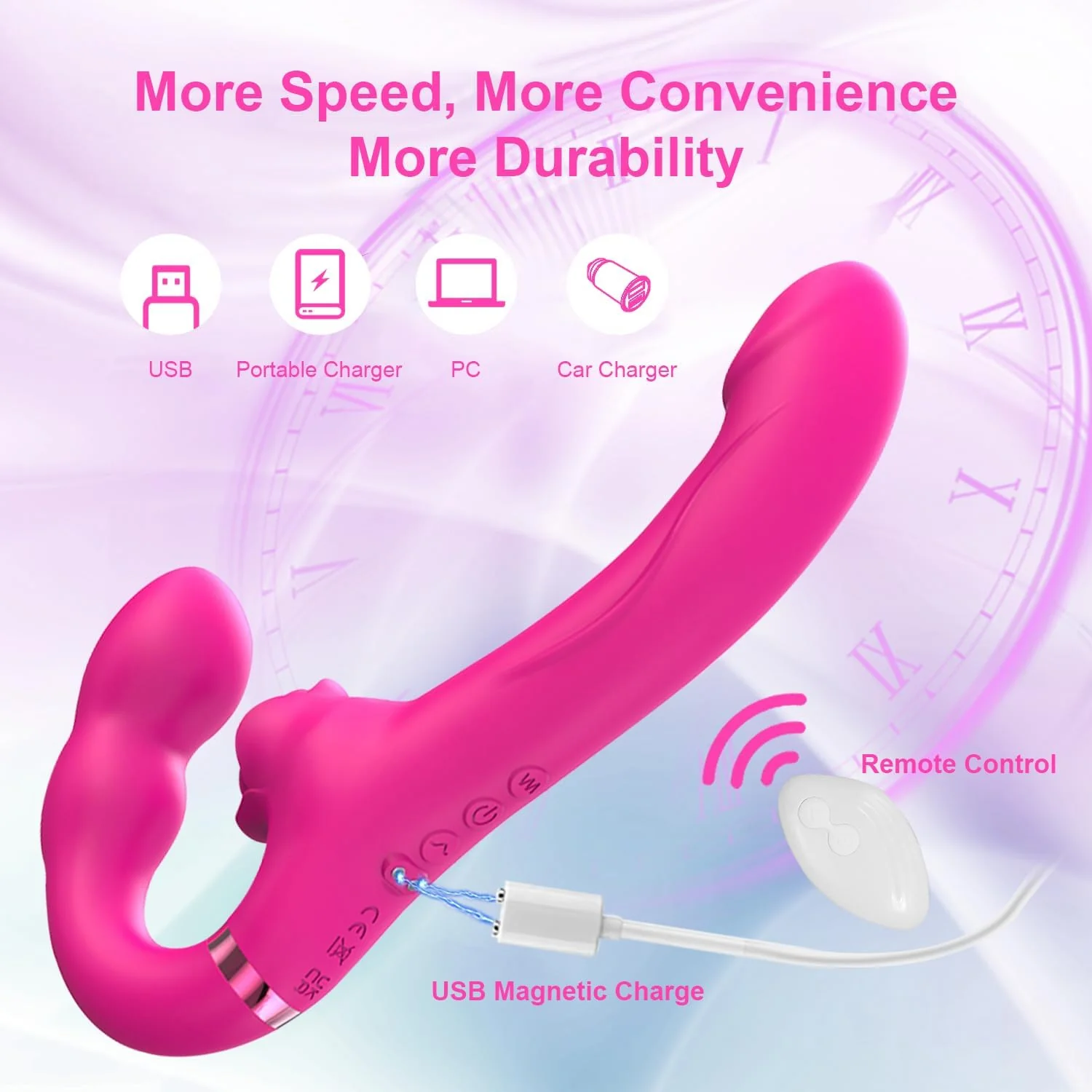 RoseDuo Strapless Vibrating Double Dildo - Image 6
