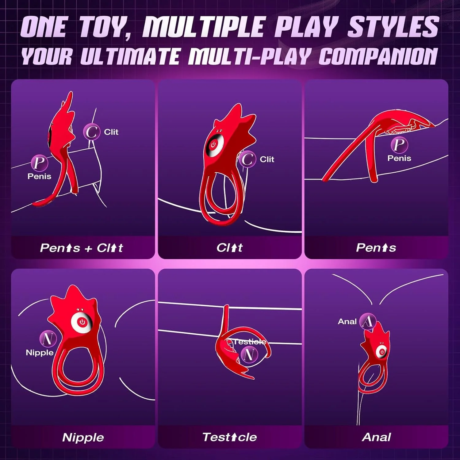 RoseEcho Vibrating Couples Cock Ring Rose AI Sync 9 Modes - Image 4