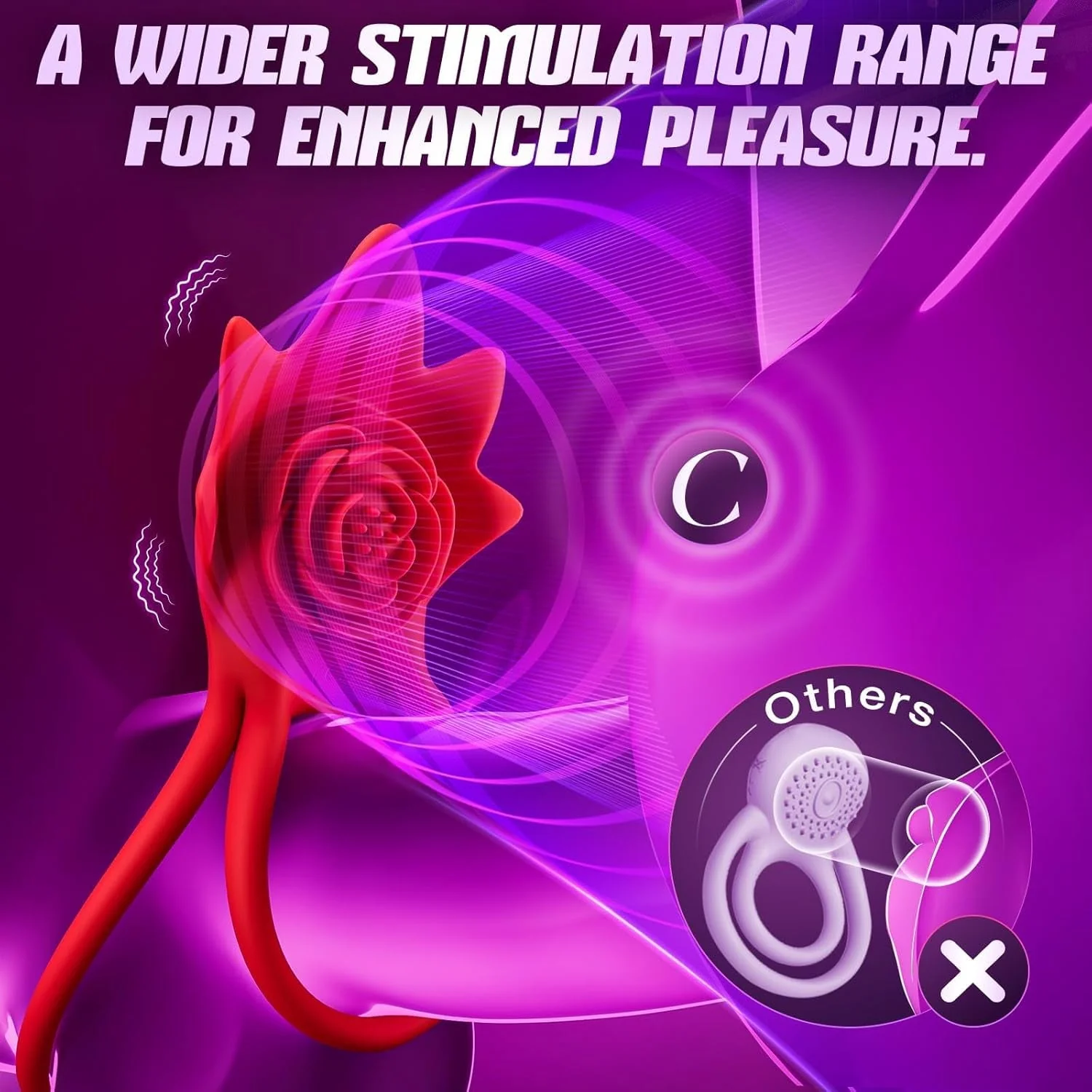 RoseEcho Vibrating Couples Cock Ring Rose AI Sync 9 Modes - Image 5