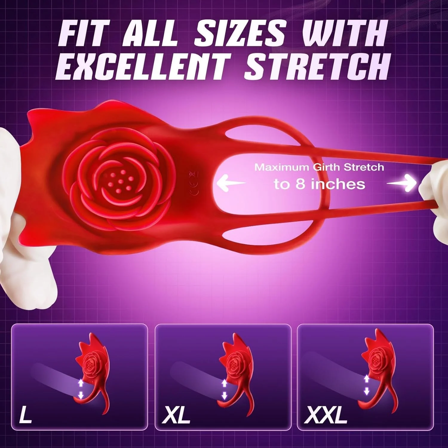 RoseEcho Vibrating Couples Cock Ring Rose AI Sync 9 Modes - Image 8