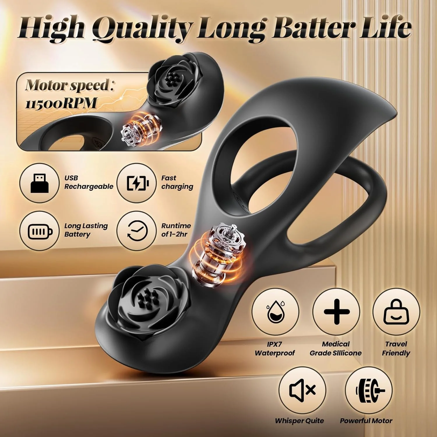 RoseRing Cock & Testicle Ring with Clit Stimulator - Image 2