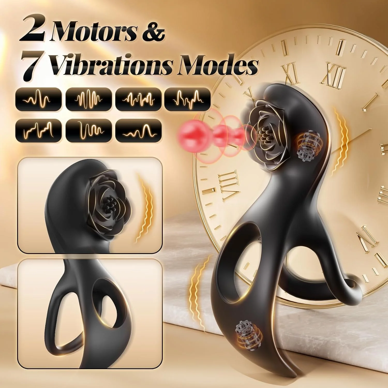 RoseRing Cock & Testicle Ring with Clit Stimulator - Image 3
