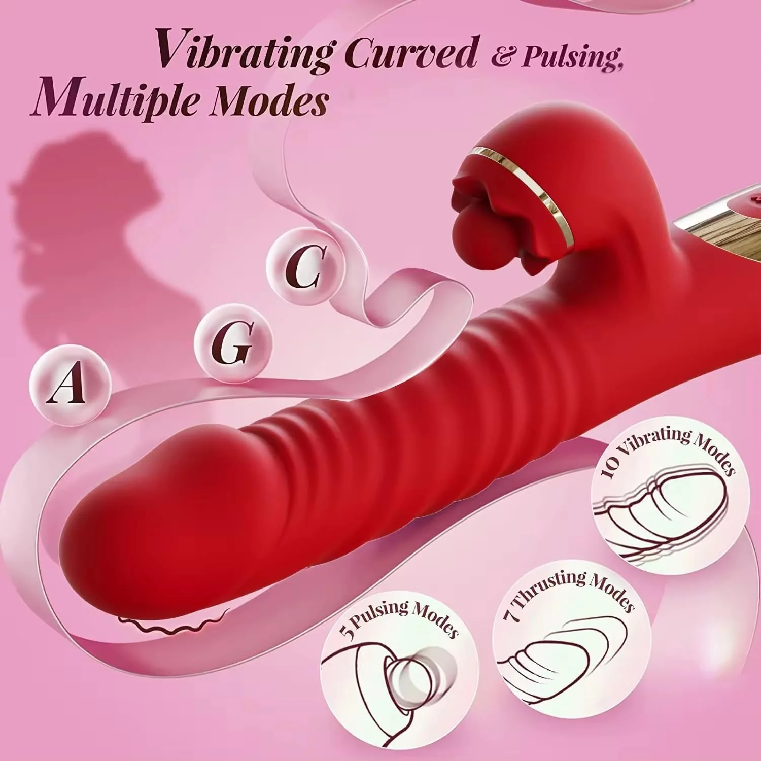 RushMotion 9.8” Thrusting Rabbit Vibrator Dildo - Image 2