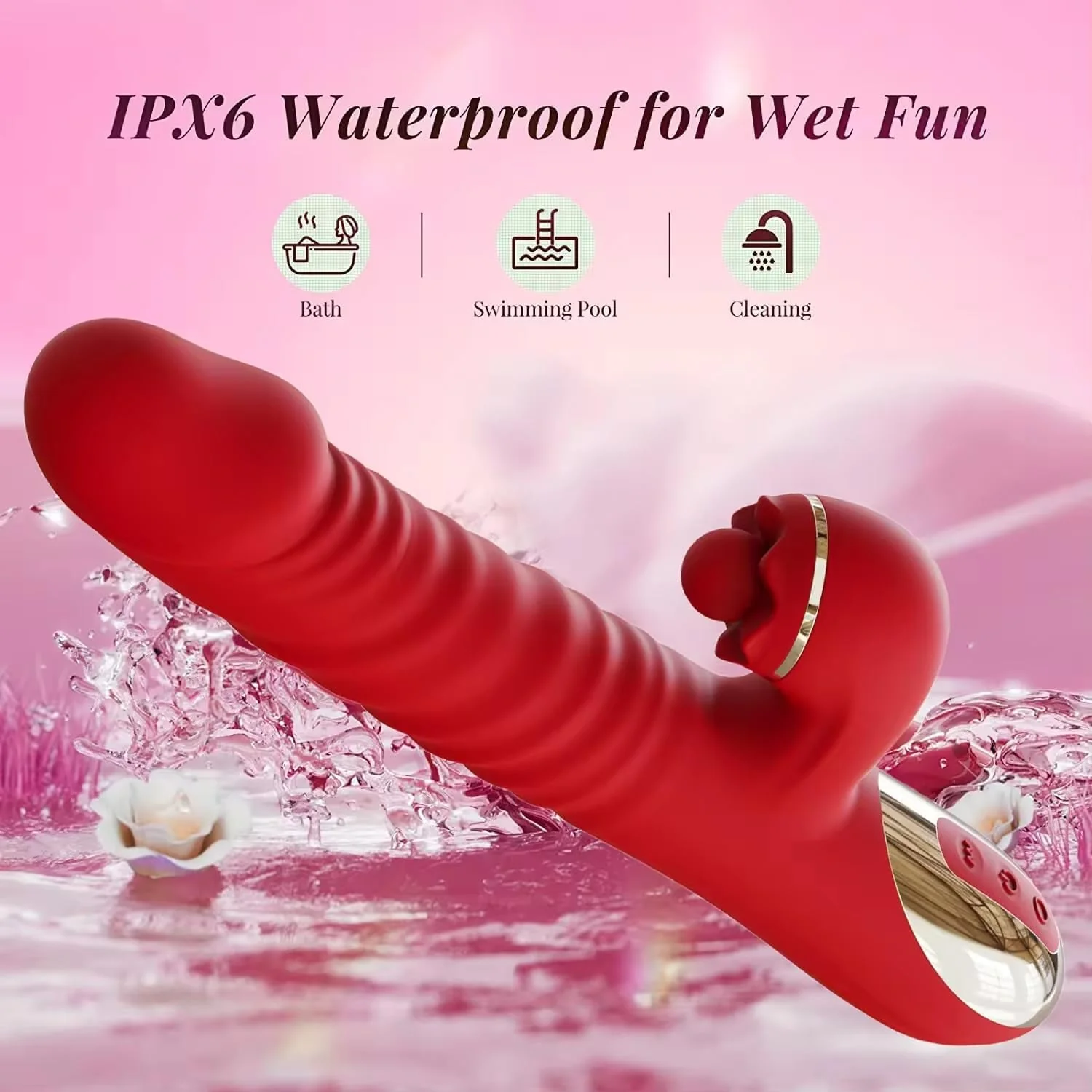 RushMotion 9.8” Thrusting Rabbit Vibrator Dildo - Image 3