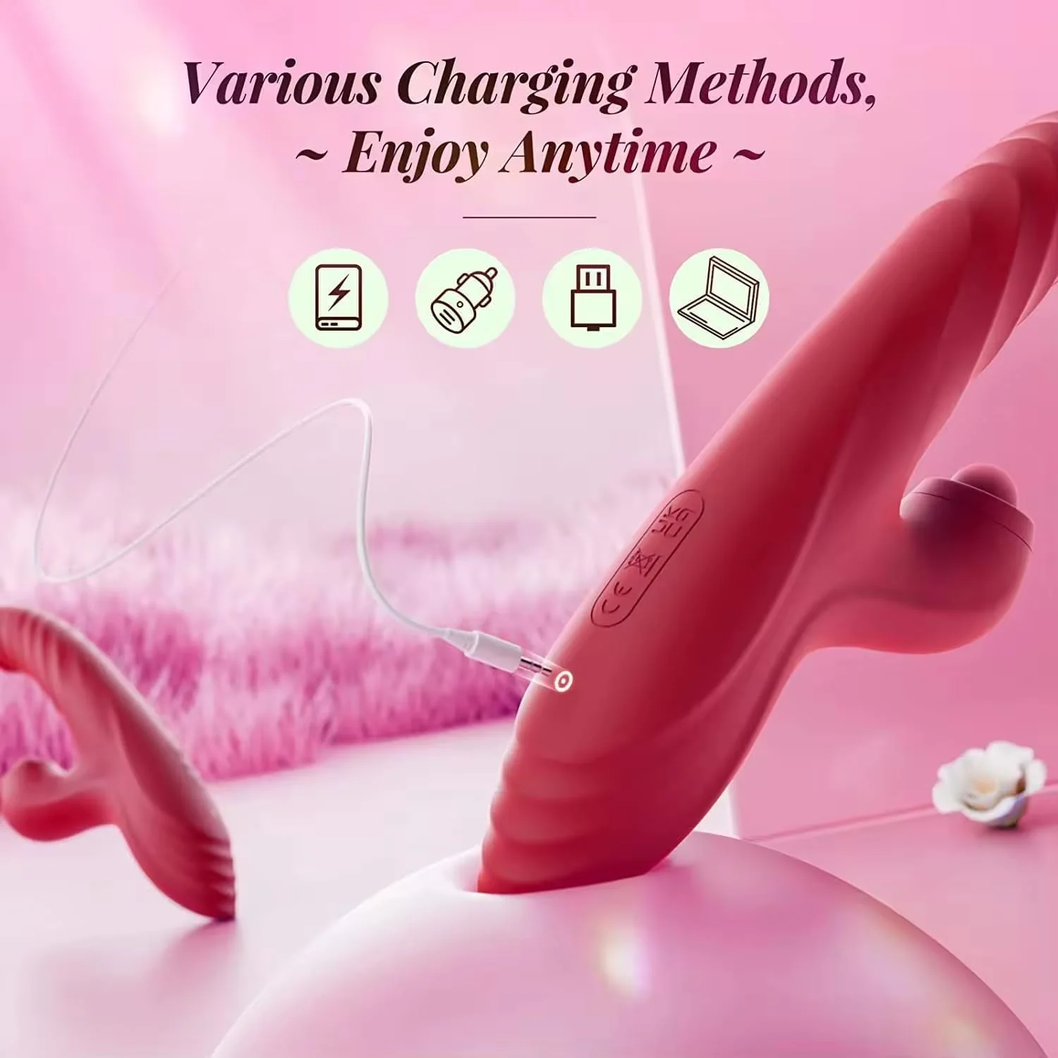 RushMotion 9.8” Thrusting Rabbit Vibrator Dildo - Image 4
