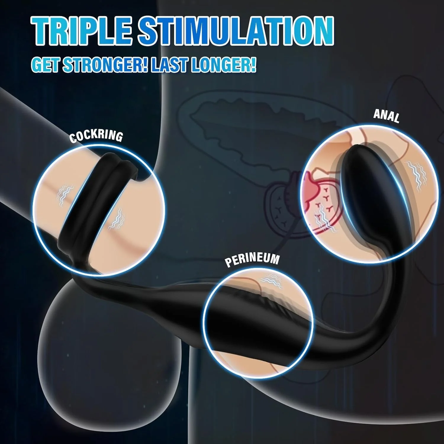 ScorpioApex Vibrating Cock Ring Prostate Plug 10 Modes - Image 3