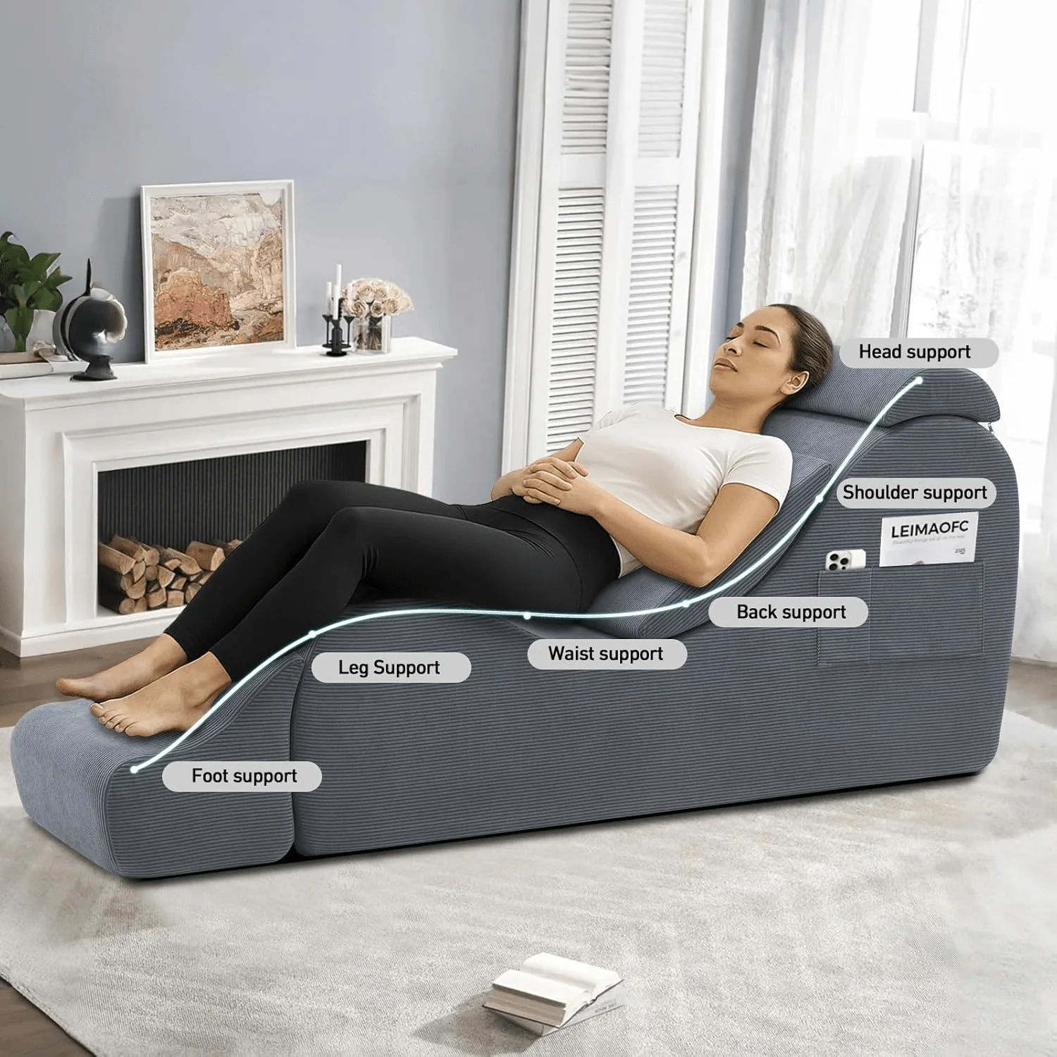 ShadowCurve Dark Gray Sex Chaise Lounge Chair - Image 4