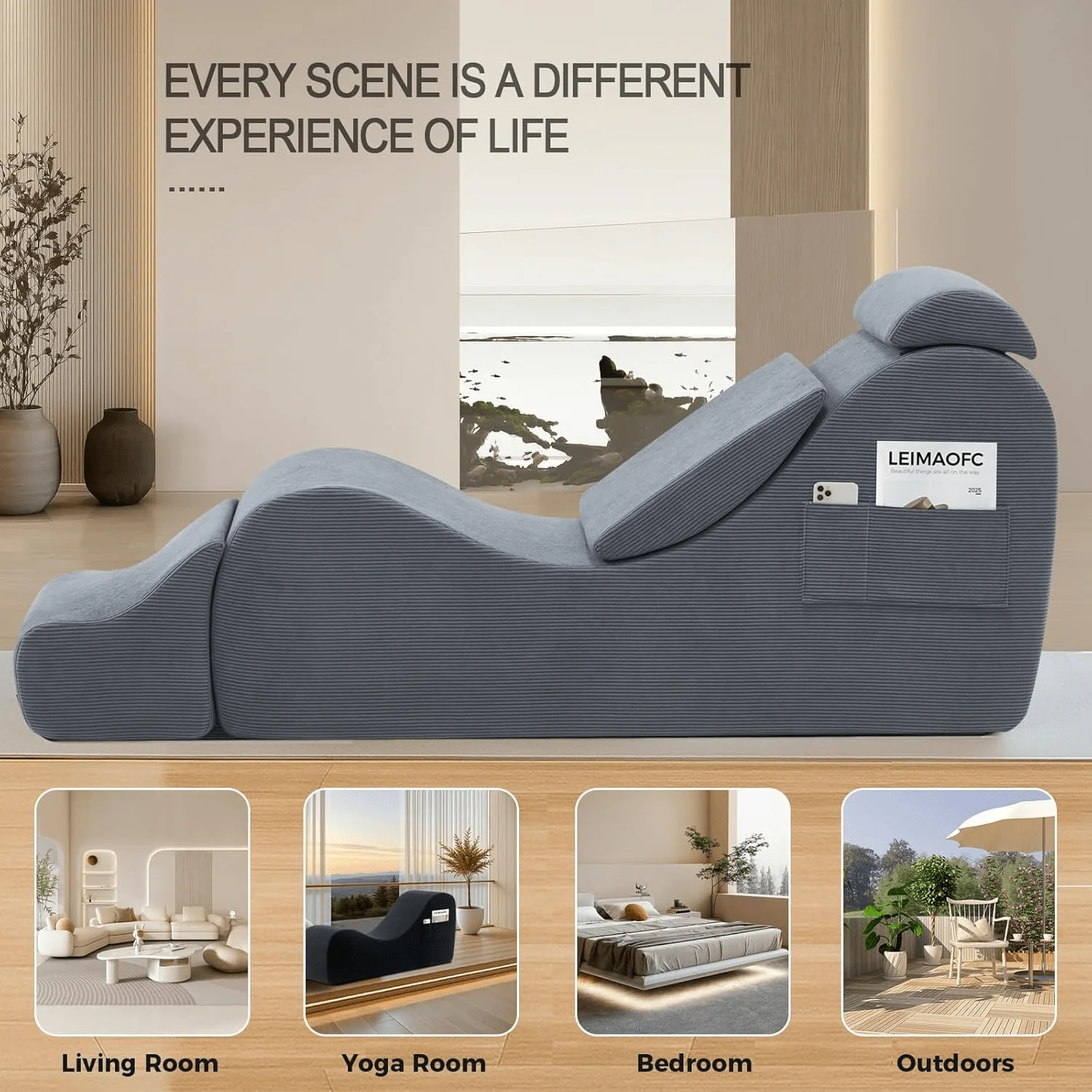 ShadowCurve Dark Gray Sex Chaise Lounge Chair - Image 6