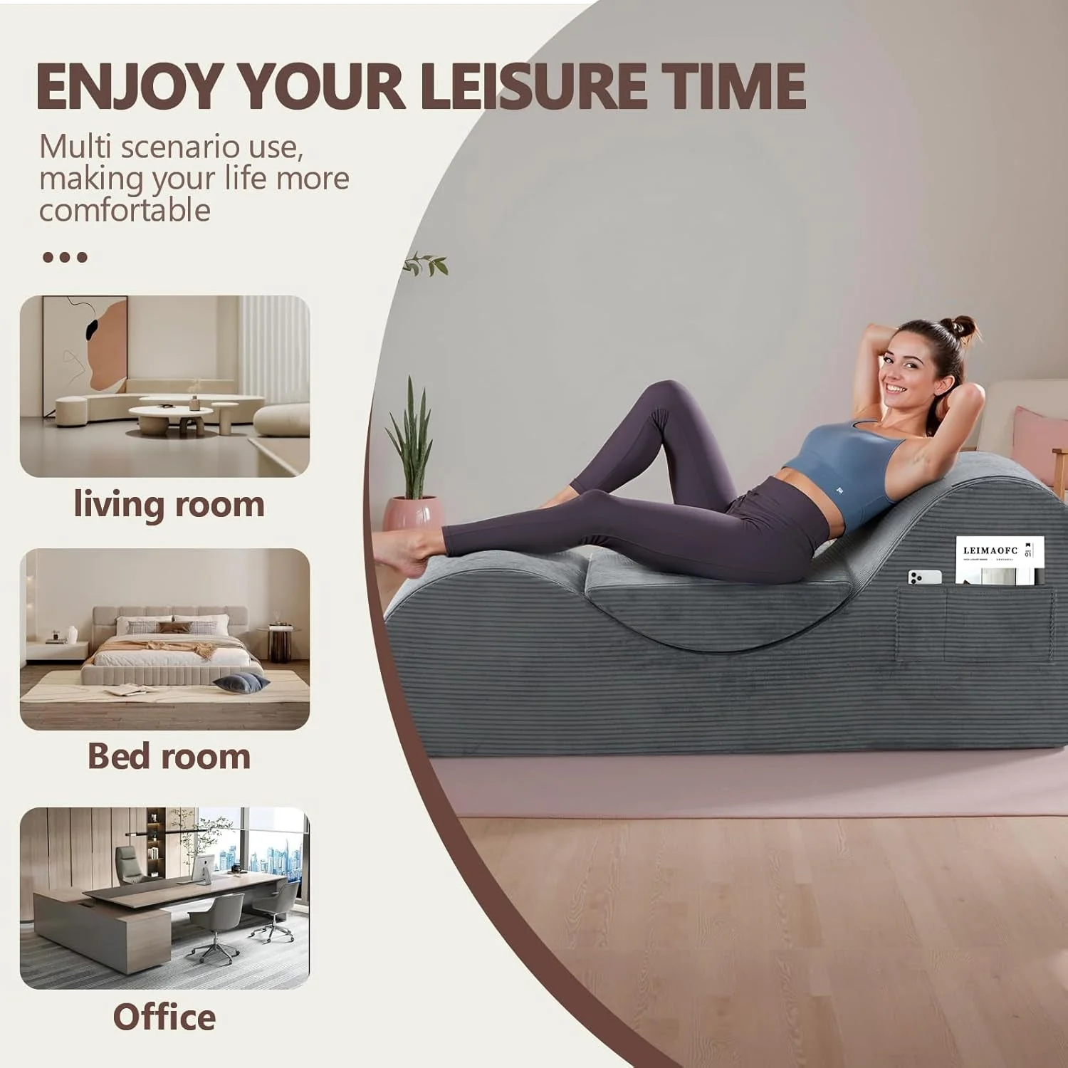 ShadowVice Dark Gray Sex Chaise Lounge Chair - Image 3