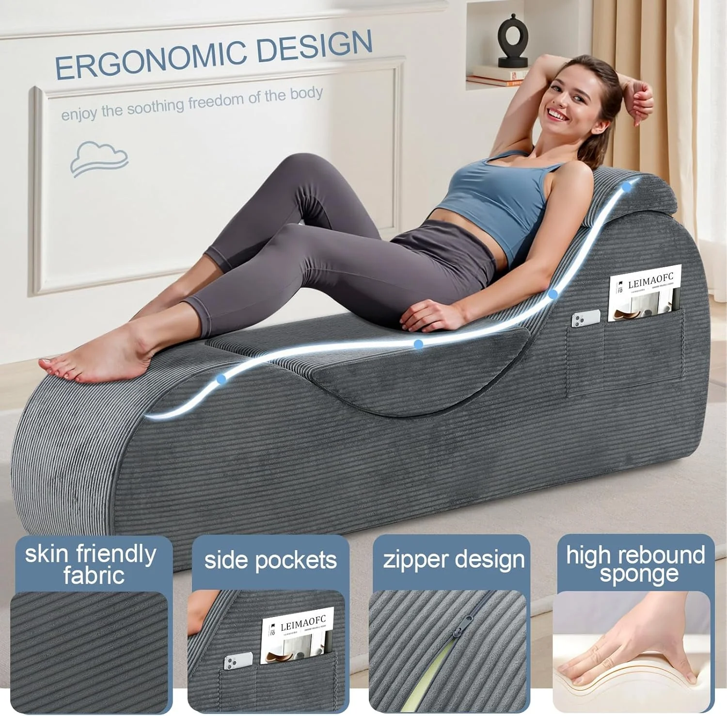 ShadowVice Dark Gray Sex Chaise Lounge Chair - Image 4