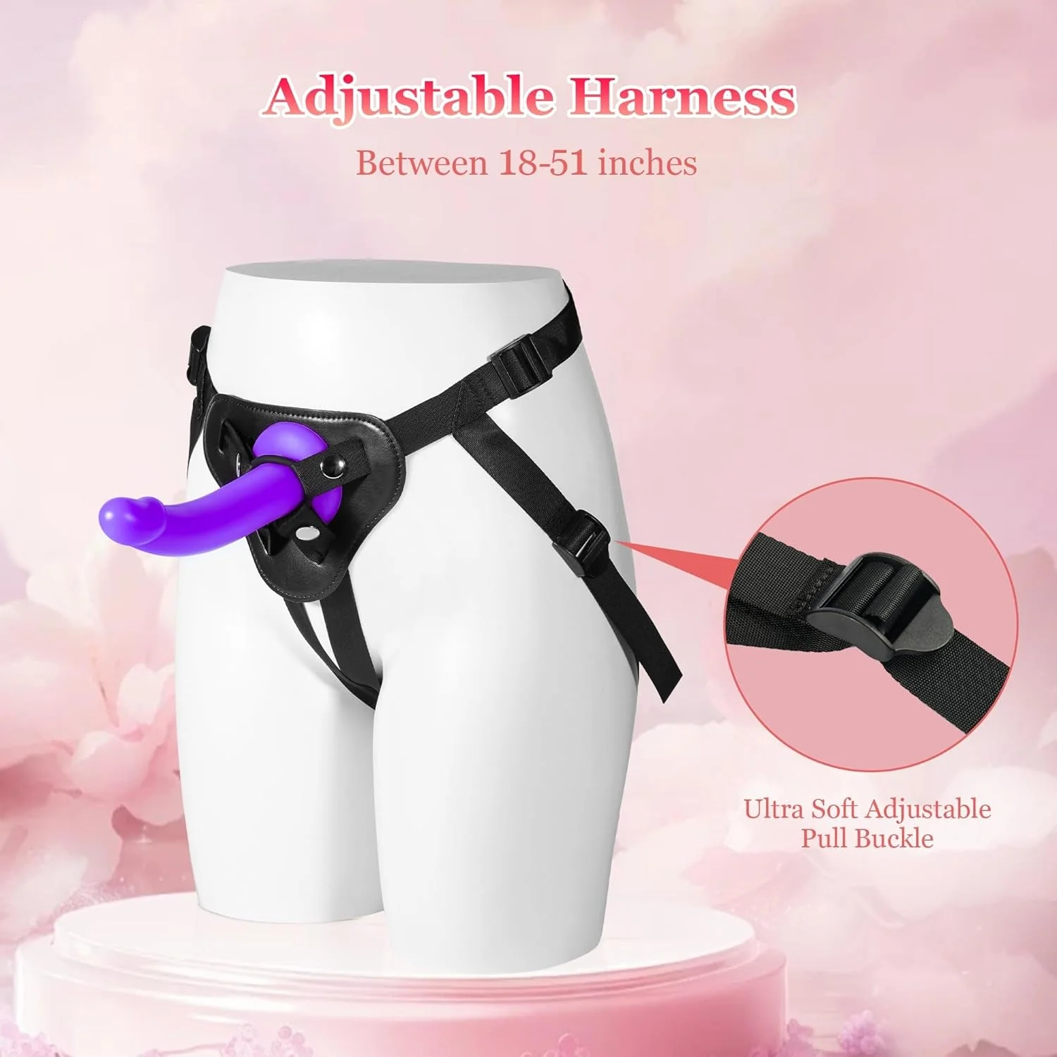 SilkSeeker 7" Curved Silicone Strap-On Dildo & Harness - Image 3