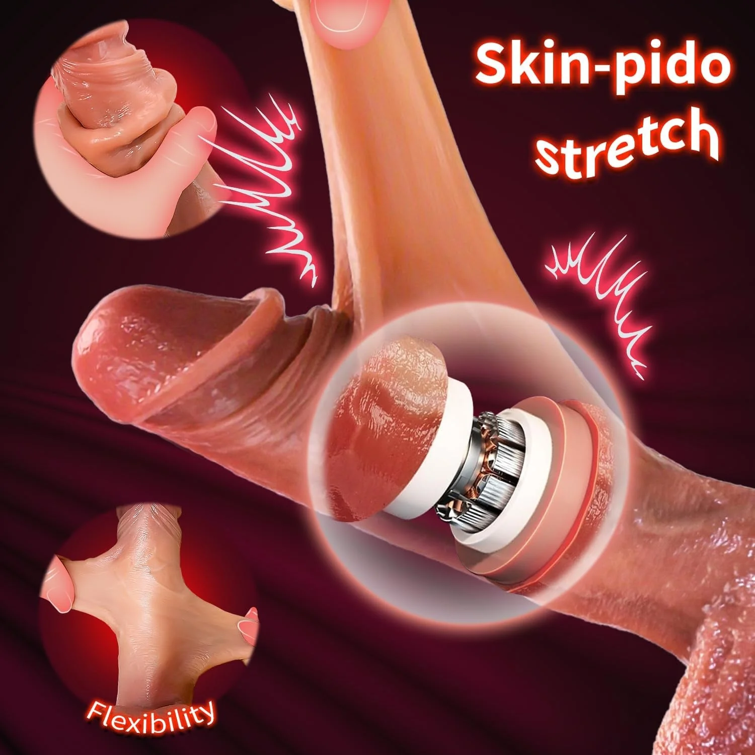 SkinSync AI Sync App-Controlled Thrusting Foreskin Dildo - Image 3