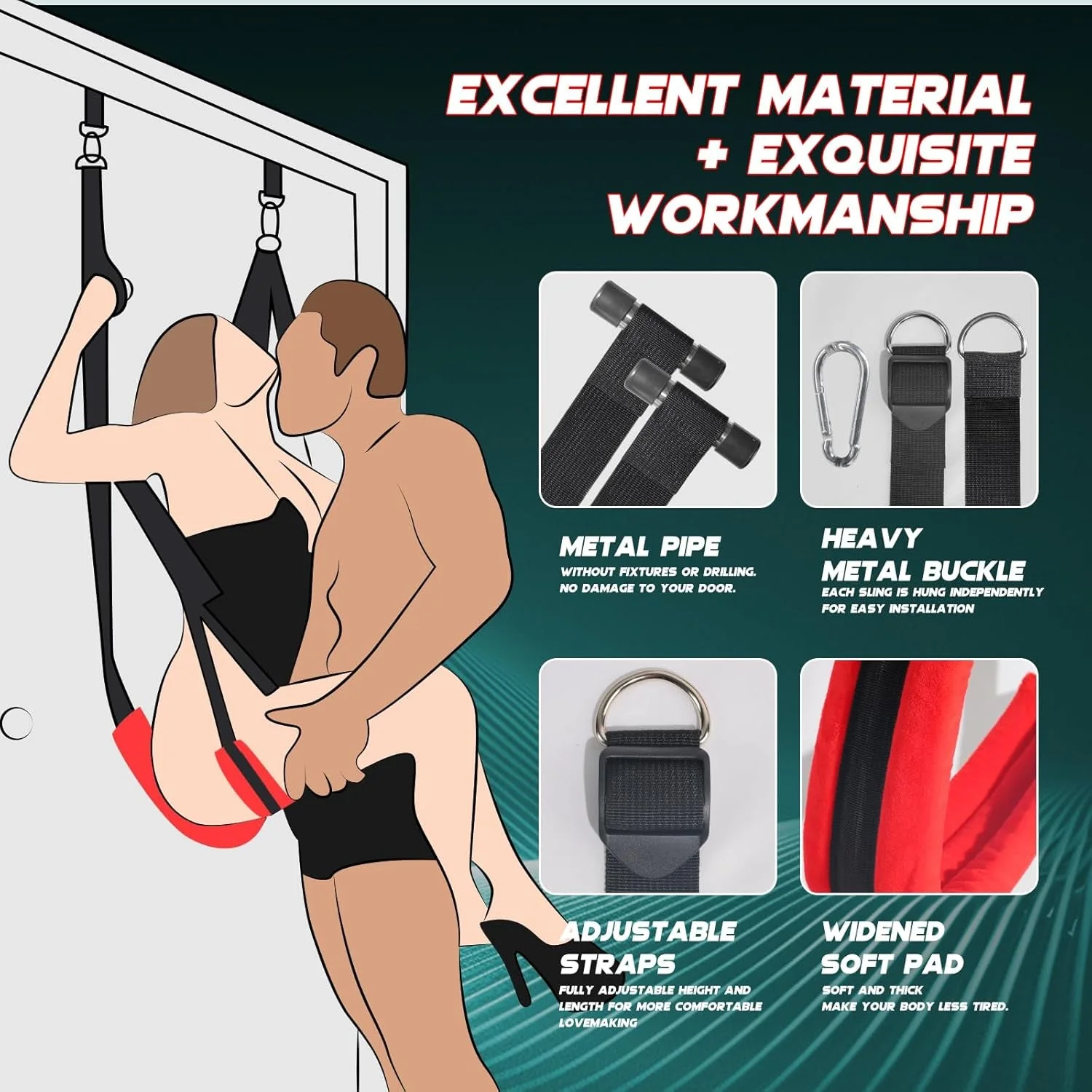 SkyBound 360° Rotating Sex Swing Padded Sling - Image 2