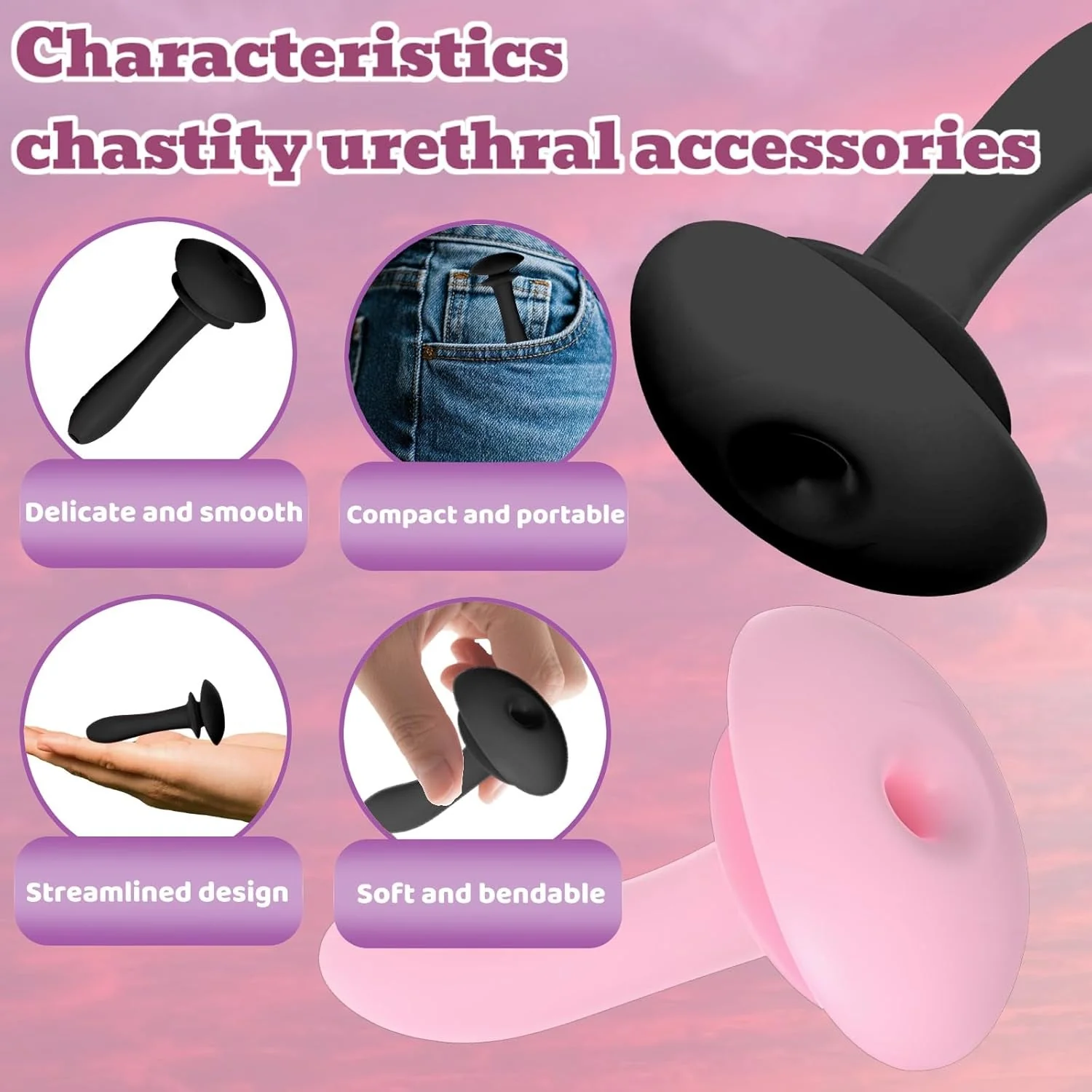 SoftBind Hollow Silicone Urethral Plug Chastity Sound - Image 6