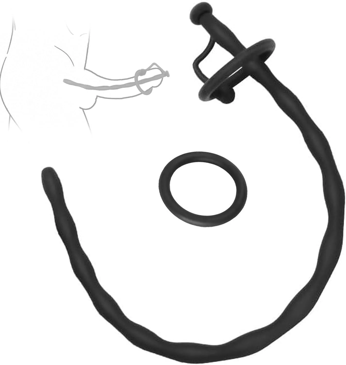 SoftReach Hollow Silicone Urethral Sound with 2 Rings - Image 2