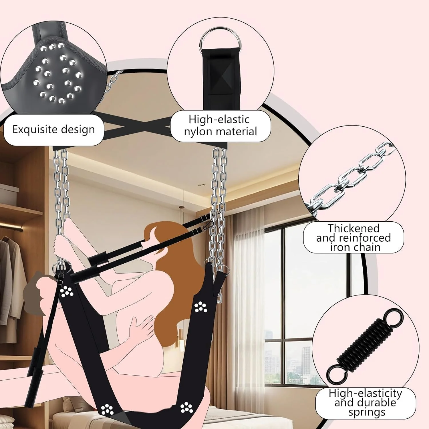 SpinLux 360° Rotating Sex Swing Padded Leather Kit - Image 4