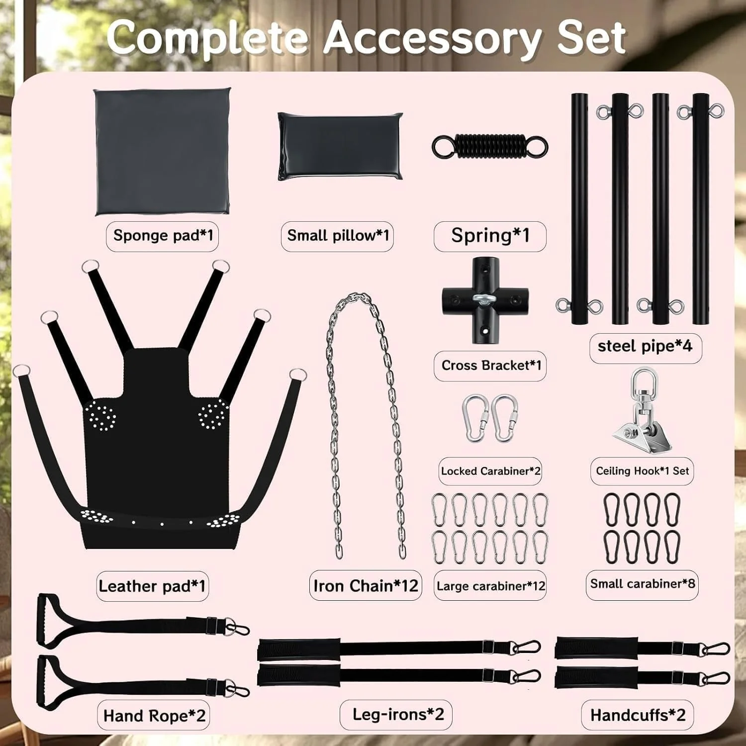 SpinLux 360° Rotating Sex Swing Padded Leather Kit - Image 7