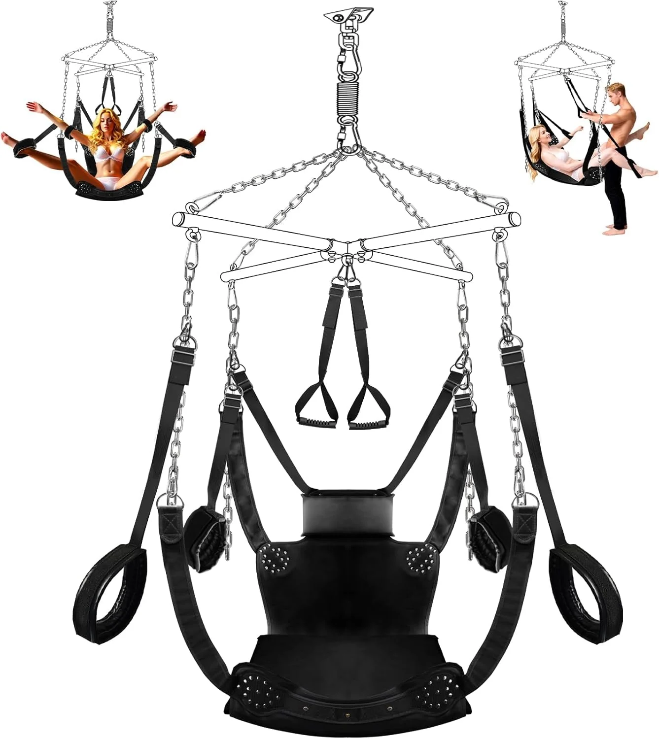 SpinLux 360° Rotating Sex Swing Padded Leather Kit - Image 8