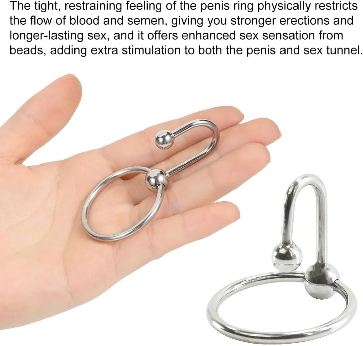 SteelHold Stainless Steel Cock Ring & Urethral Sound - Image 4