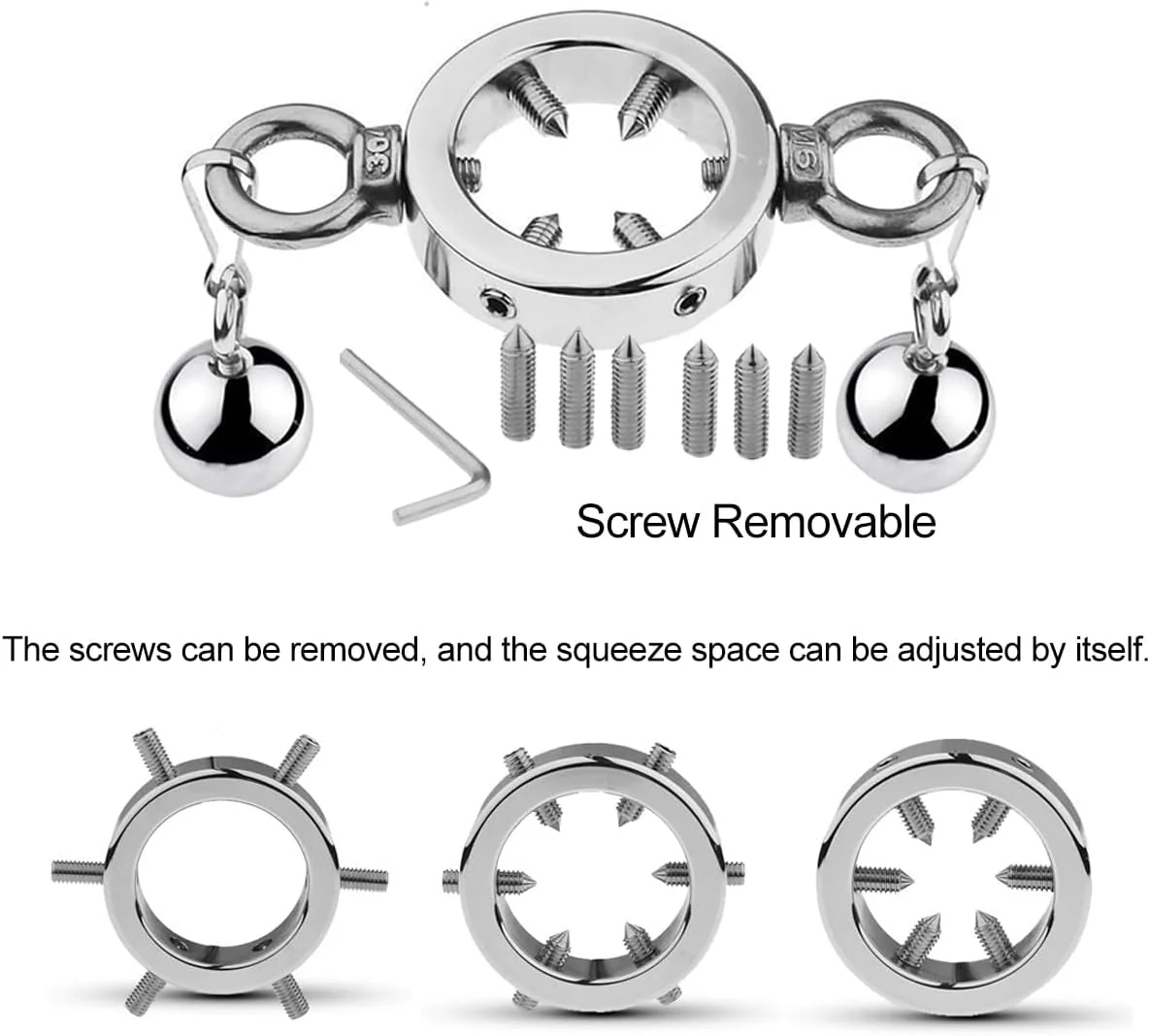SteelVise Adjustable Stainless Steel CBT Ball Stretcher - Image 4