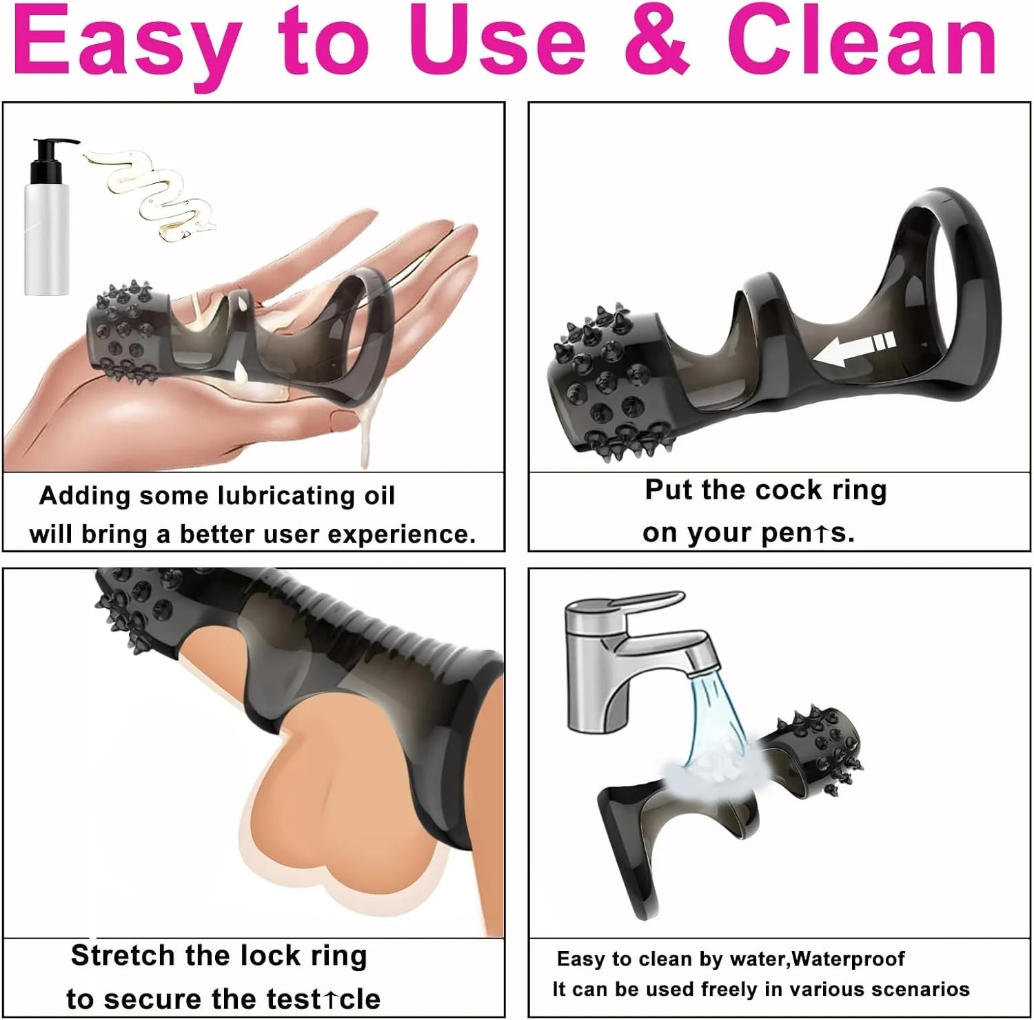 StimLock 4-Piece Silicone Penis Ring Sleeve Set - Image 5