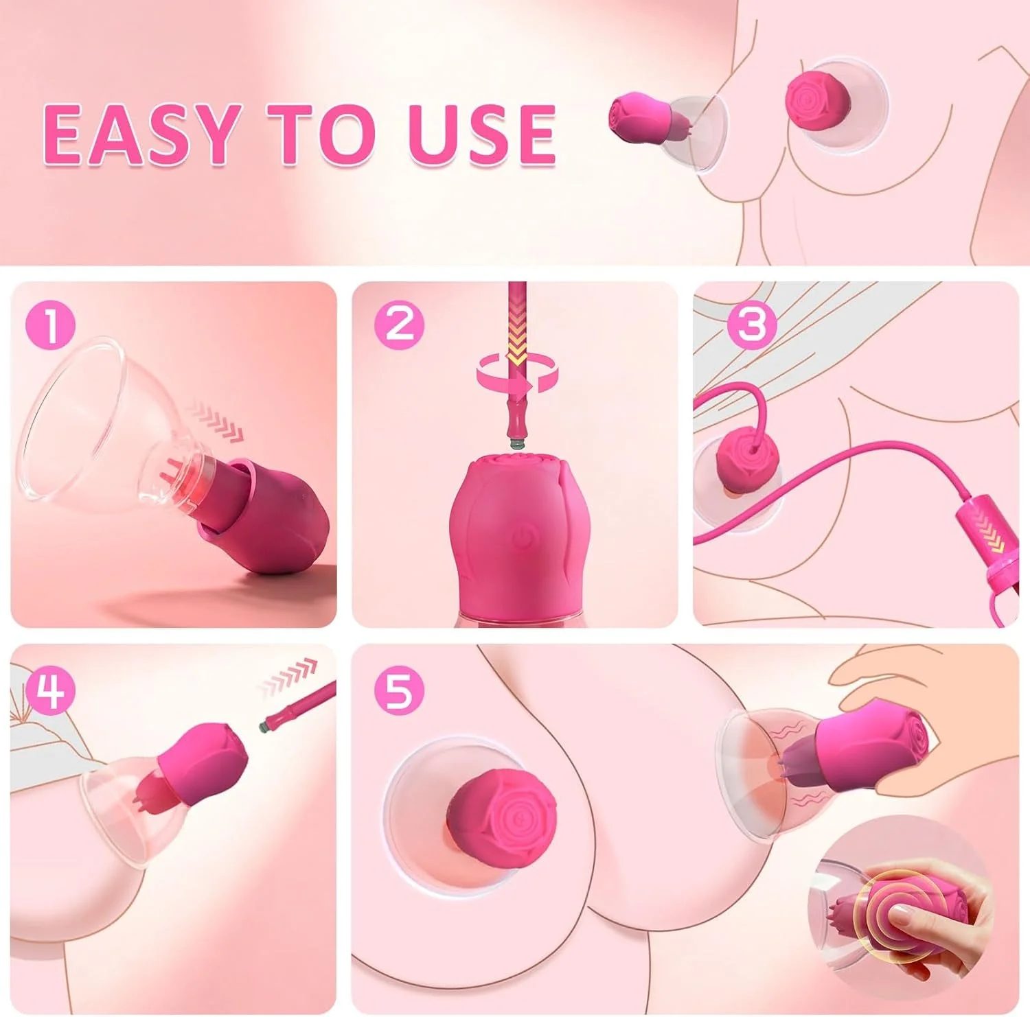 SuctionRose App-Controlled Nipple Sucker Vibrators - Image 7