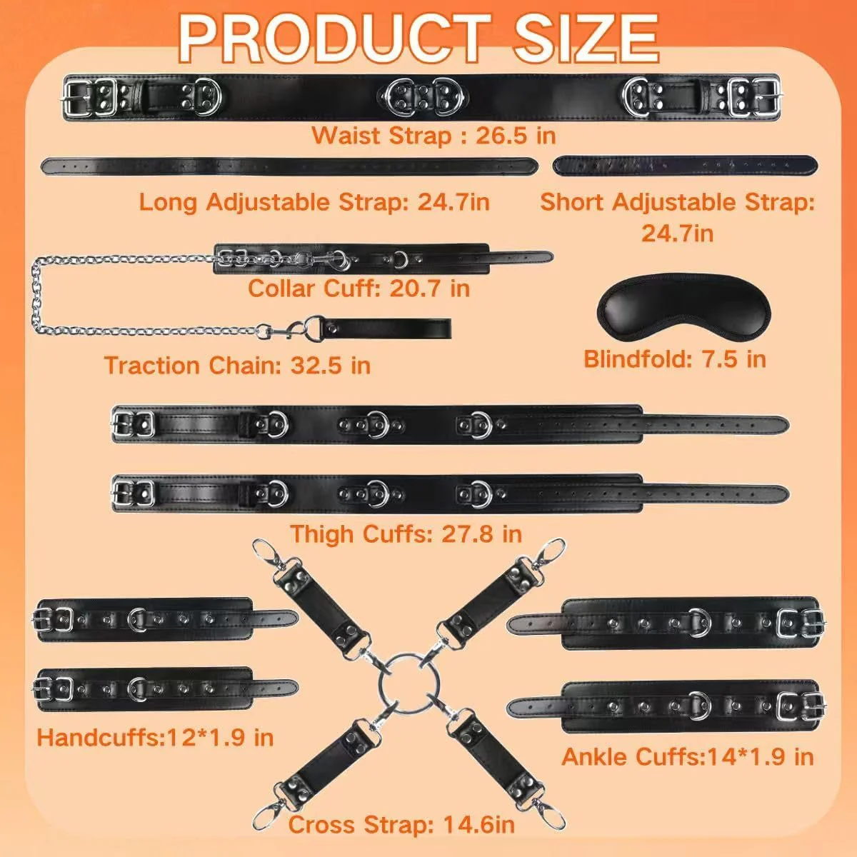 SurrenderIX 9-Piece Soft PU Leather Bondage Kit - Image 6