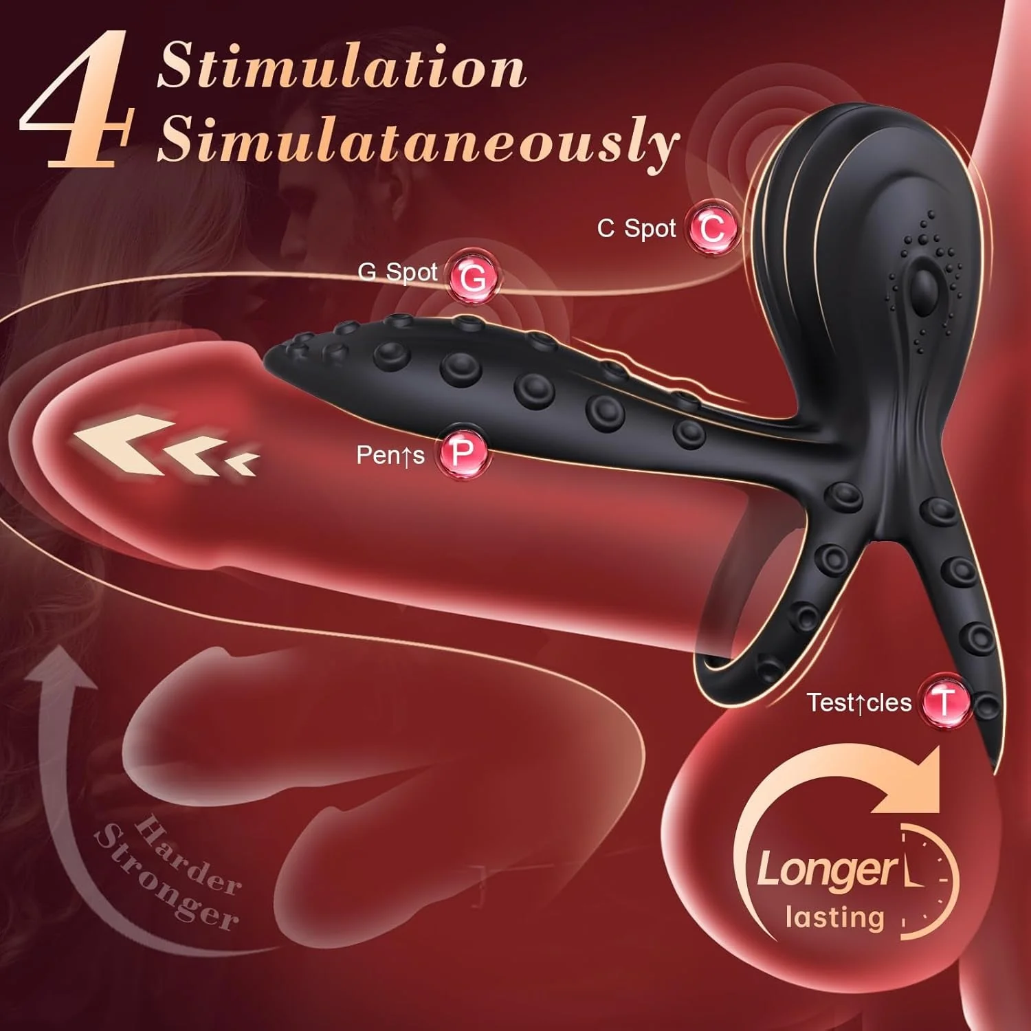TentaTwin Vibrating Cock Ring Octopus 10 Modes | Couples Toy - Image 2