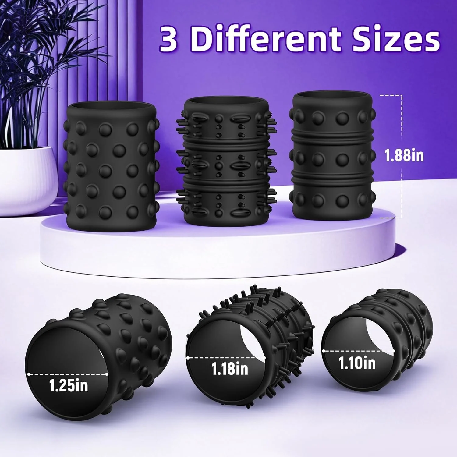 TextureLock 6-Piece Silicone Cock Ring Sleeve Set - Image 4