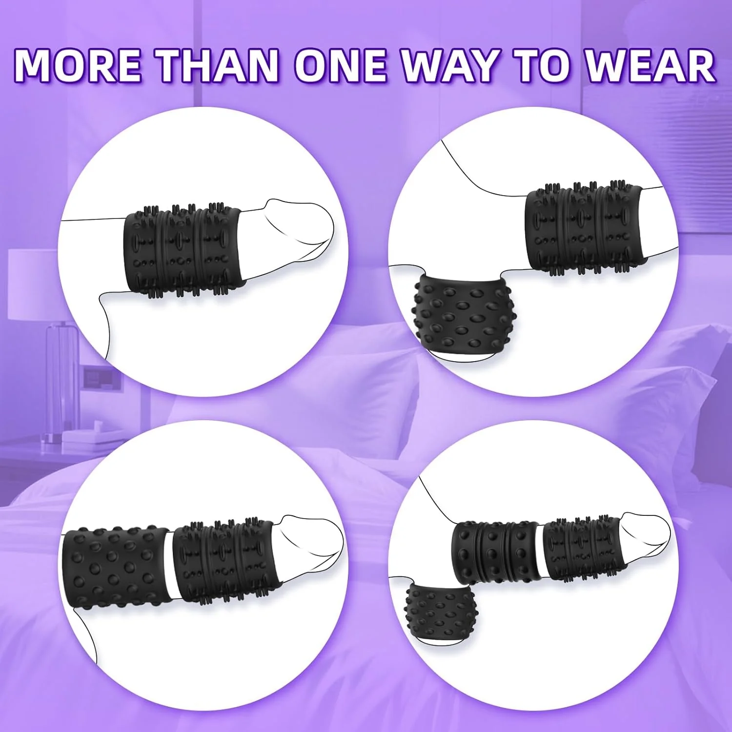 TextureLock 6-Piece Silicone Cock Ring Sleeve Set - Image 5