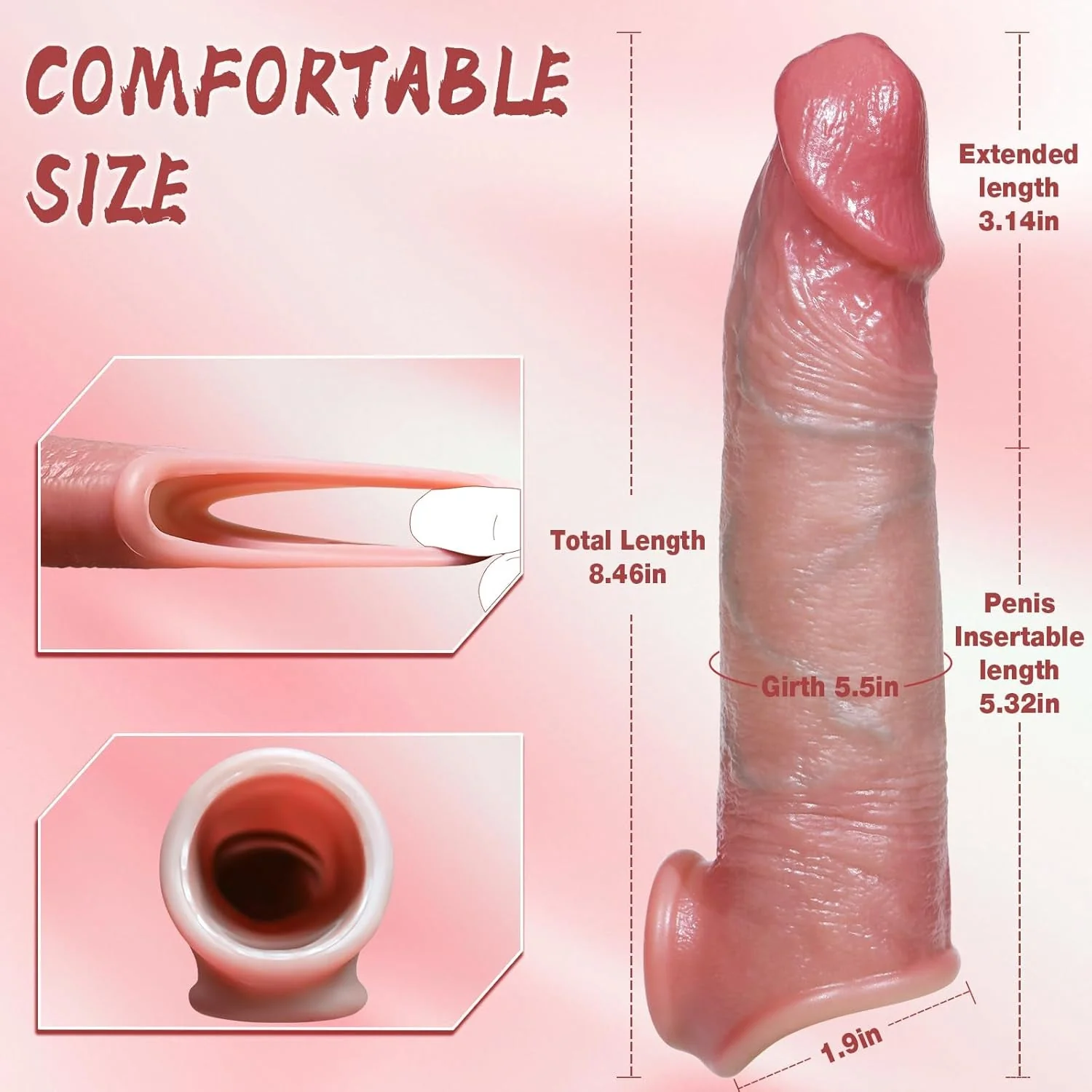 ThickFit Realistic Silicone Penis Sleeve Extender - Image 5