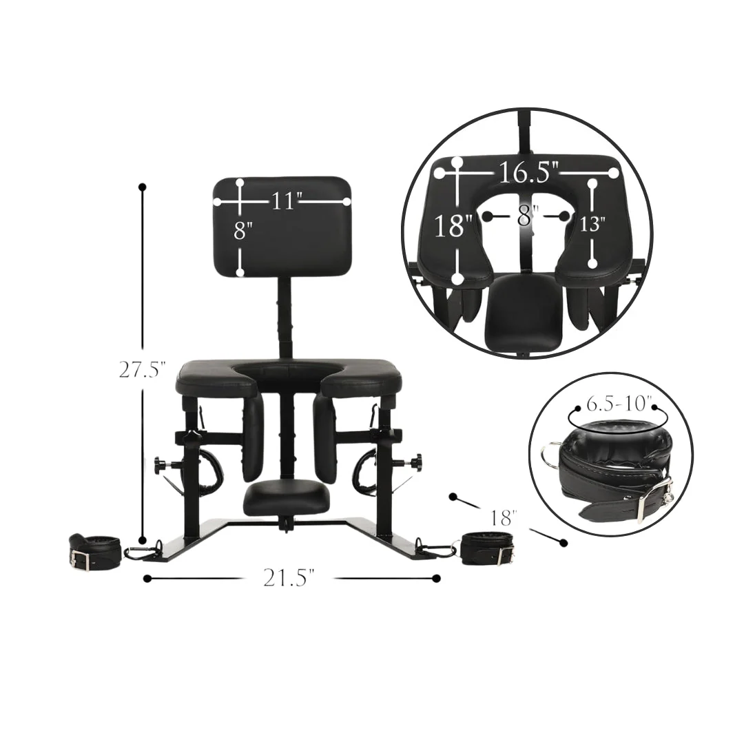 ThroneX BDSM Bondage Chair with Cuffs & 5 Tie Points - Image 2