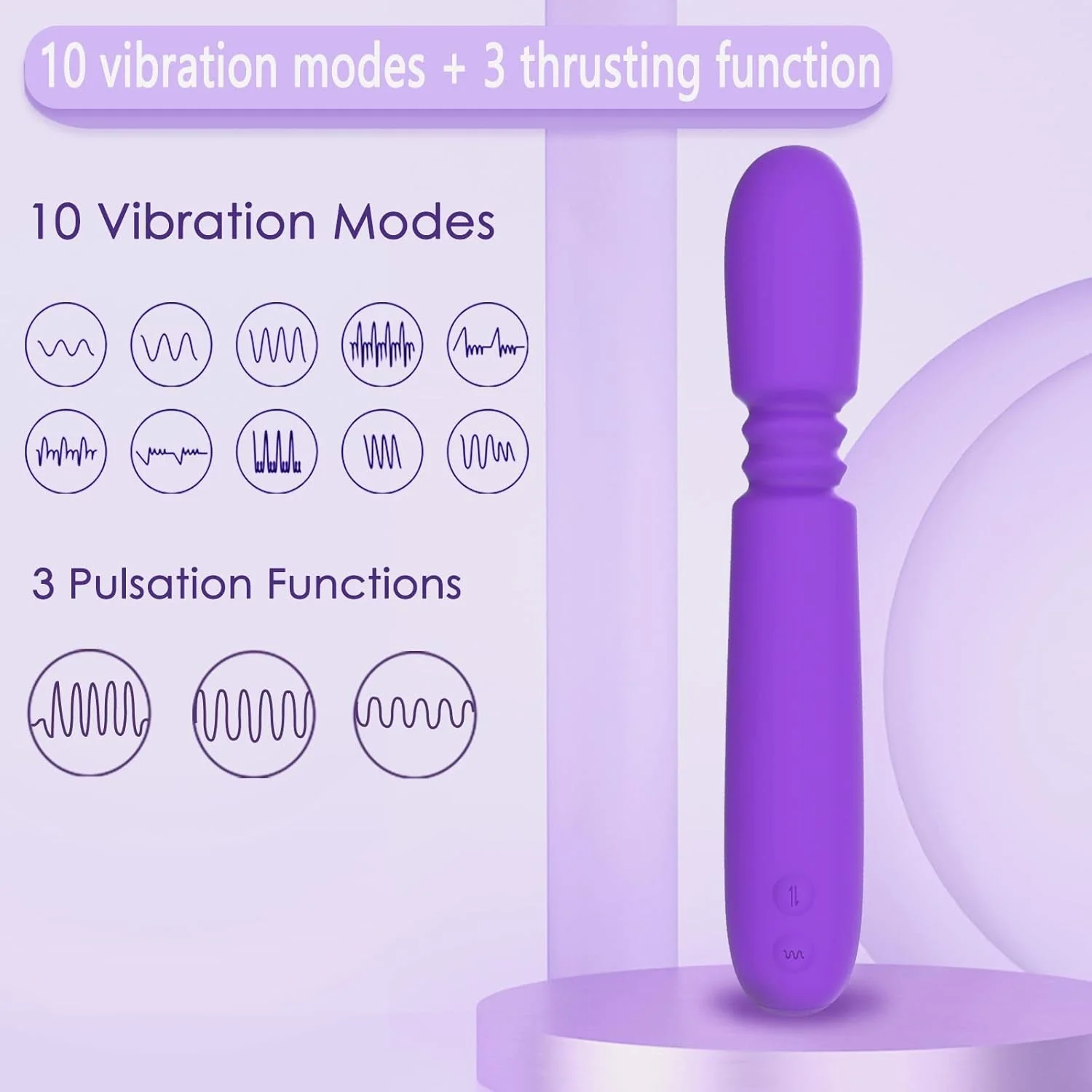 ThrusterLuxe Thrusting Dildo Vibrator Wand, 10 Modes - Image 2