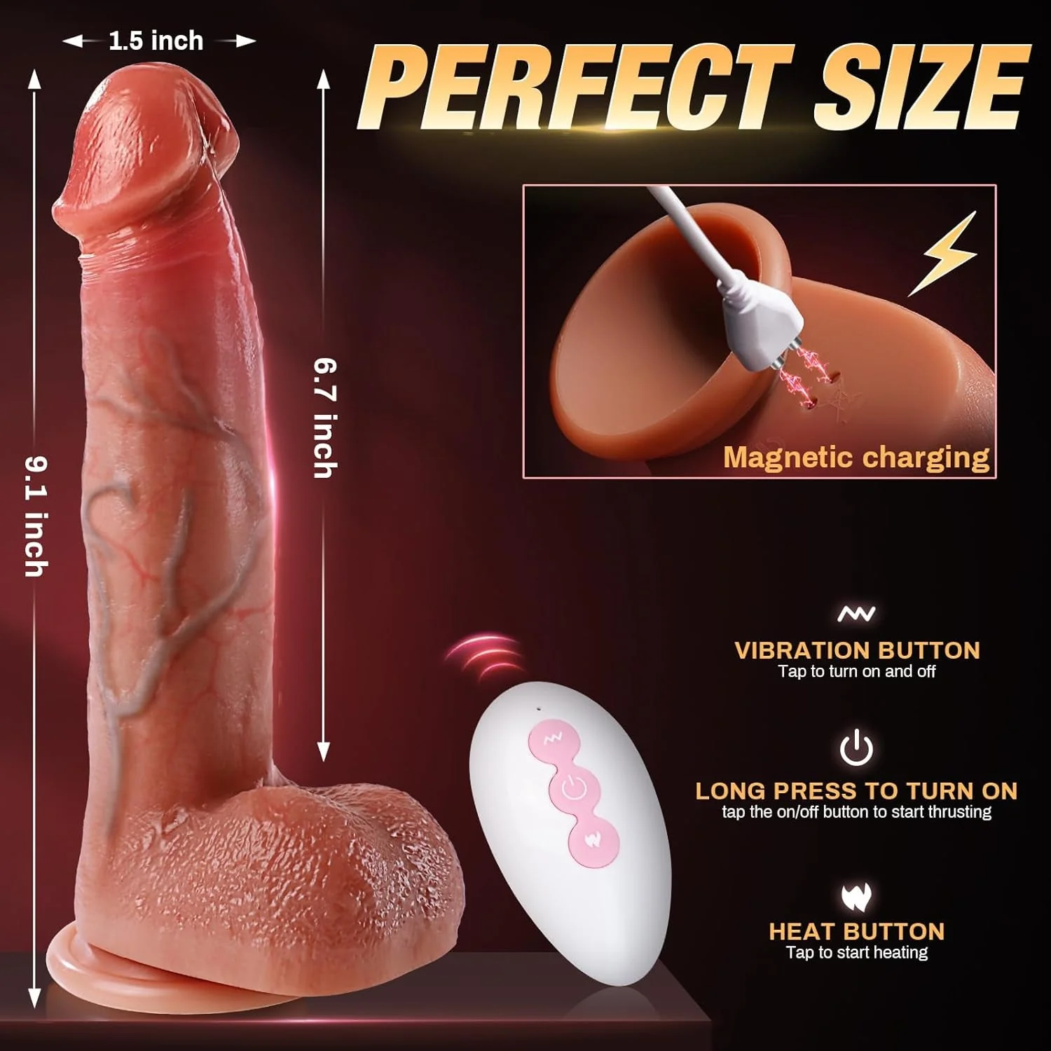 GlideHeat Thrusting Heated Suction Cup Dildo - Image 6