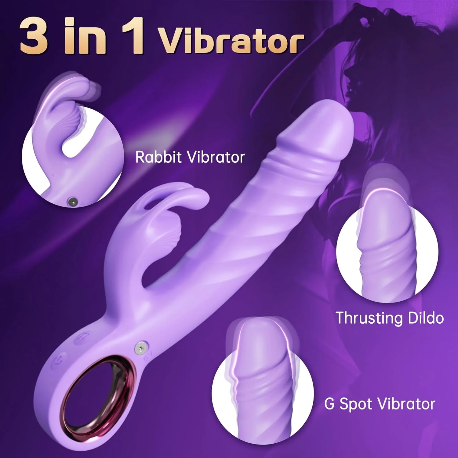 VixenPulse 3-in-1 Thrusting Rabbit Vibrator - Image 2