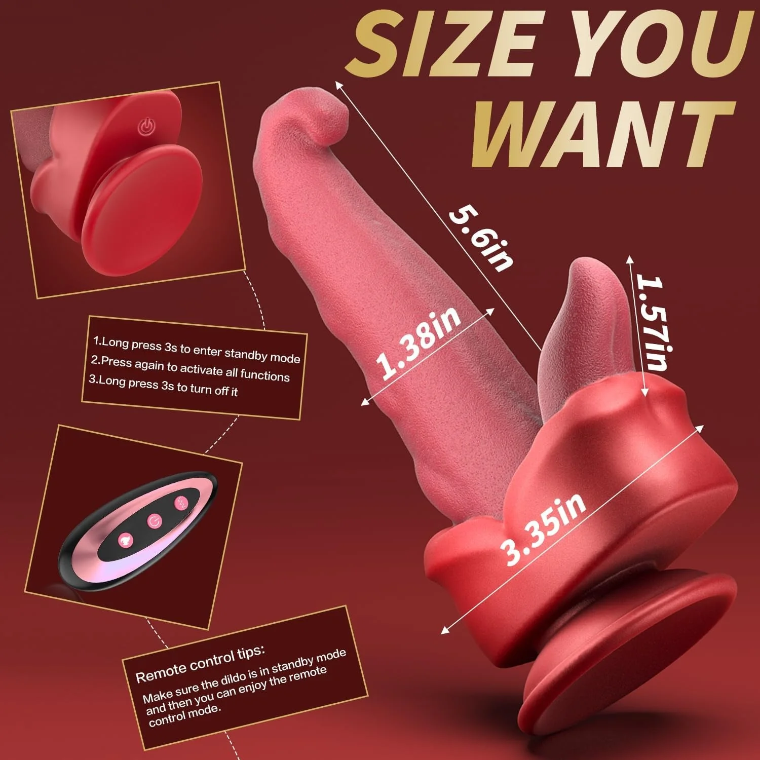 TongueThrust Multi-Stimulation Thrusting Dildo Vibrator - Image 3