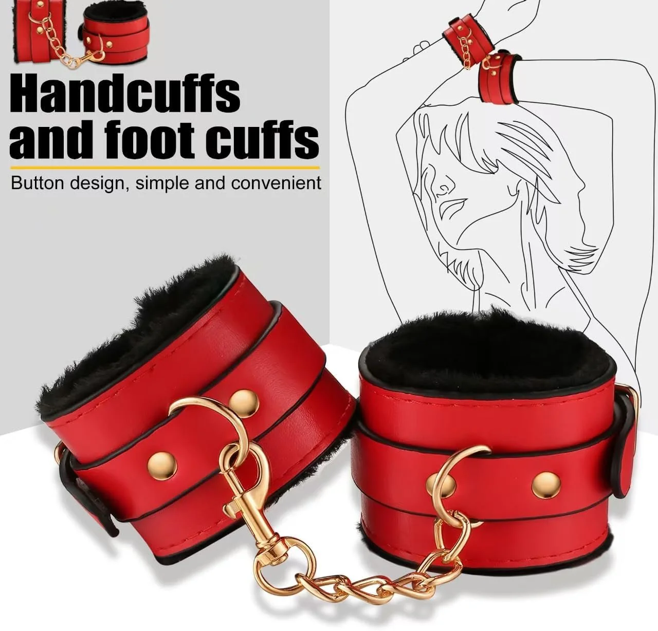 TotalSurrender 12-Pc BDSM Bondage Set – Cuffs, Collar & Blindfold - Image 3