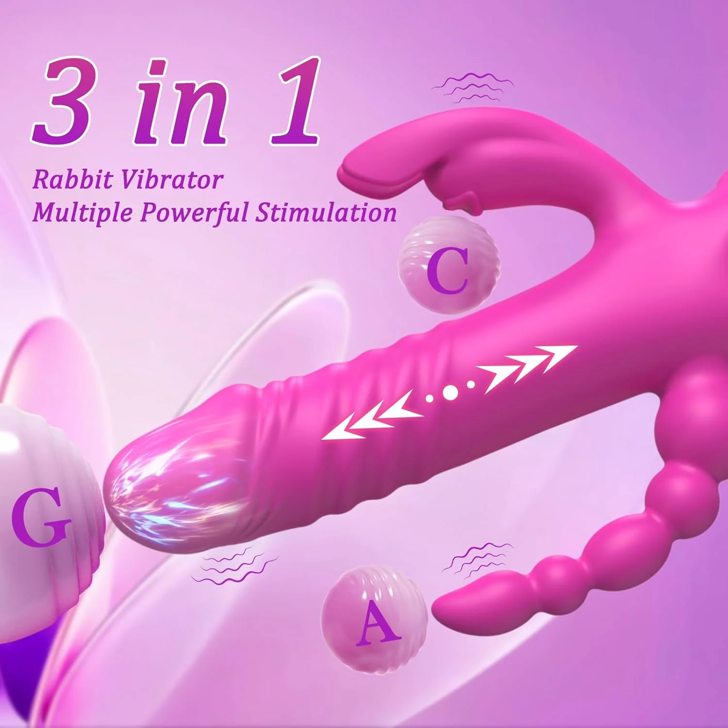 TriBunny 3-in-1 Thrusting Rabbit Vibrator - Image 4