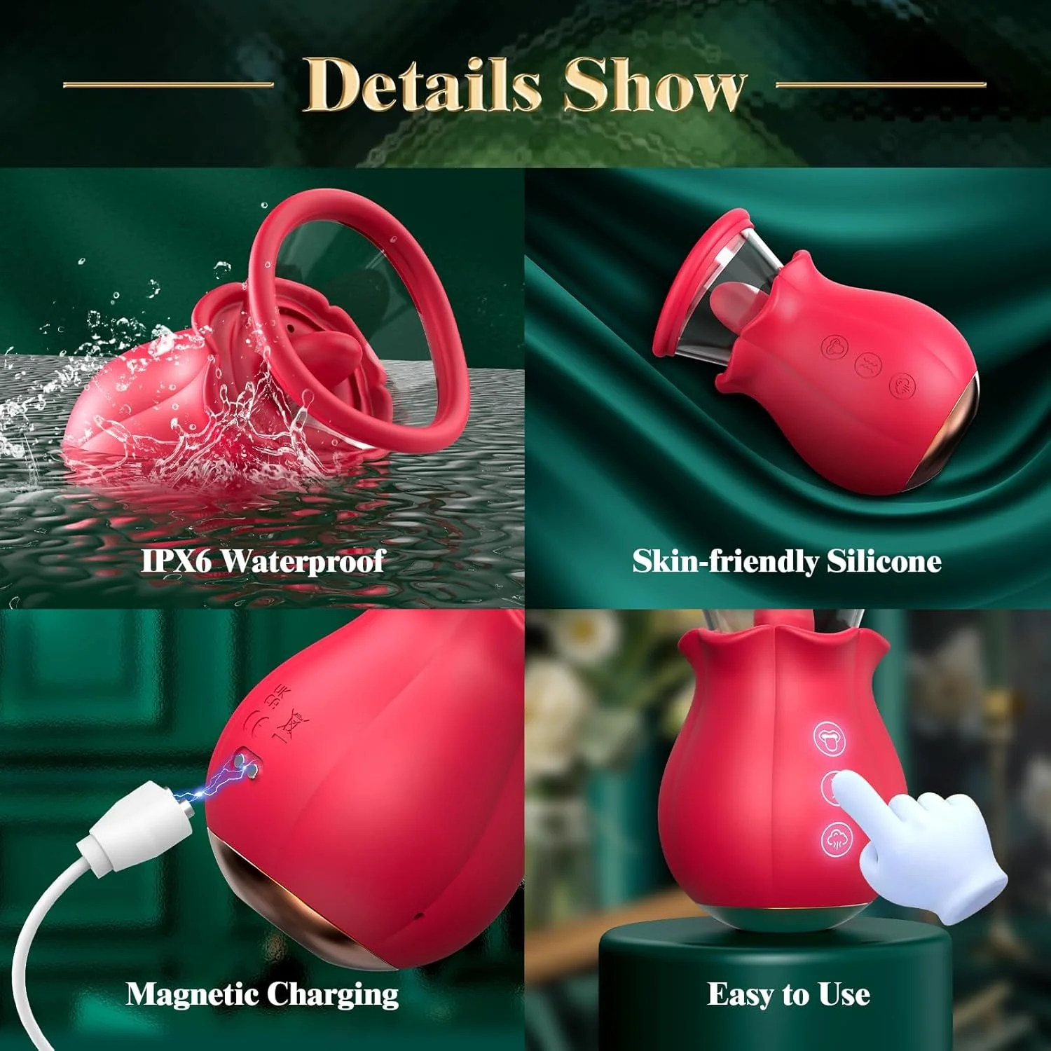 TripletBloom 3-in-1 Rose Sucking Vibrator - Image 6