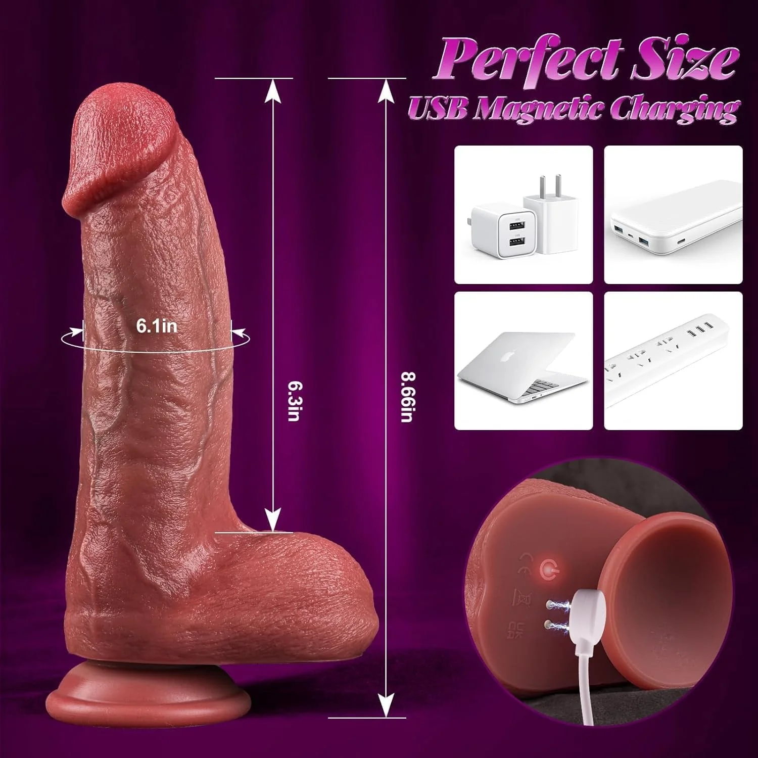 TrueHeat Realistic Thrusting Heating Dildo Vibrator - Image 6