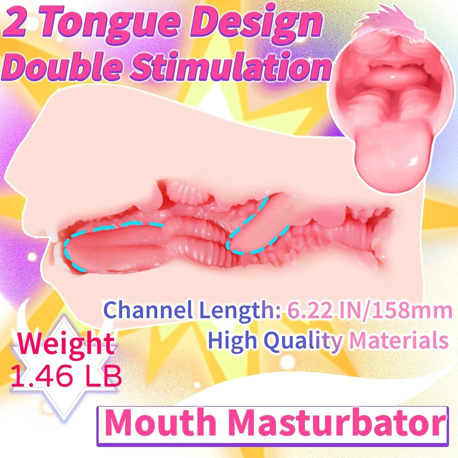 TwinLick Double-Tongue Realistic Mouth Male Stroker - Image 2