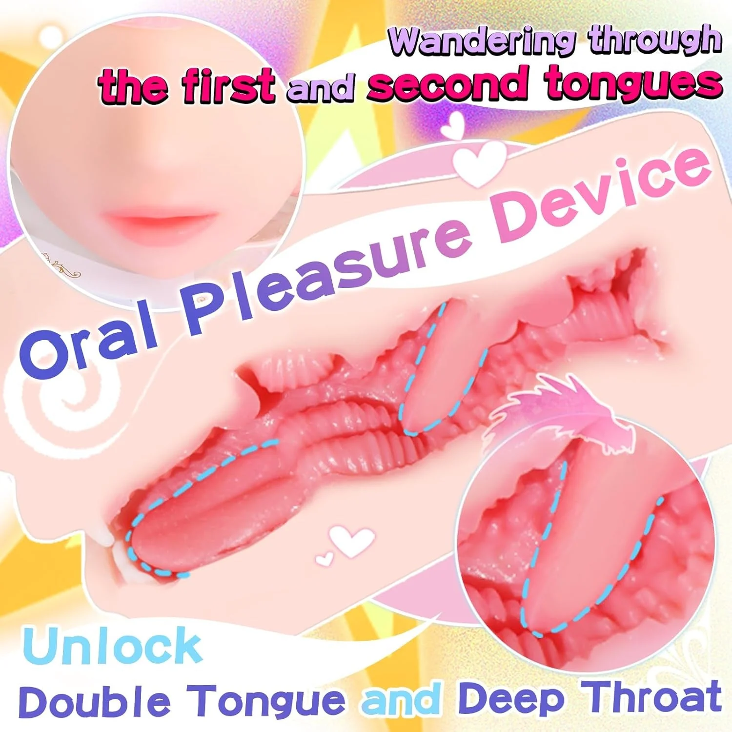 TwinLick Double-Tongue Realistic Mouth Male Stroker - Image 4