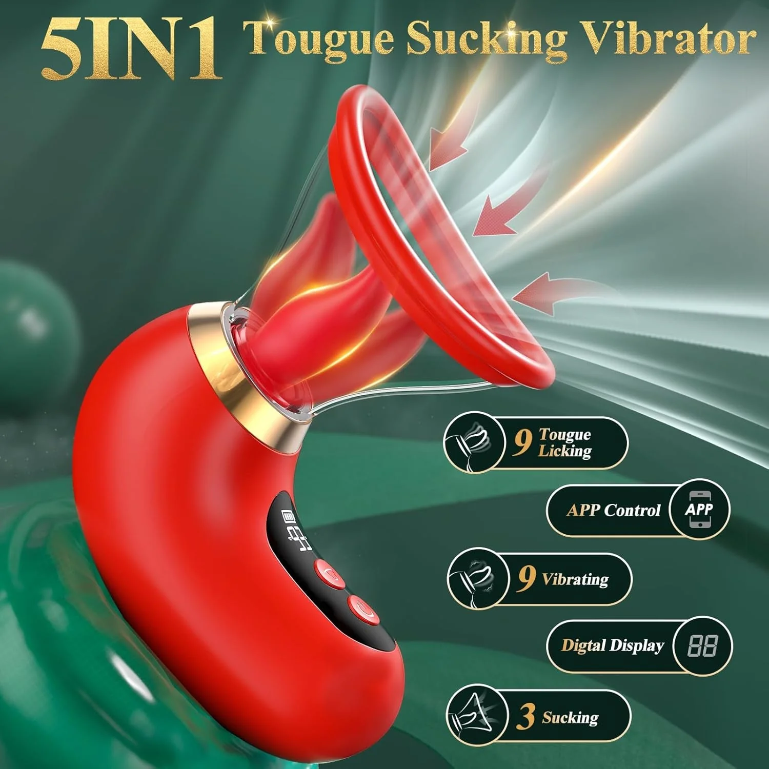 VelvetBloom 5-in-1 Pleasure Rose Sucking Vibrator - Image 4