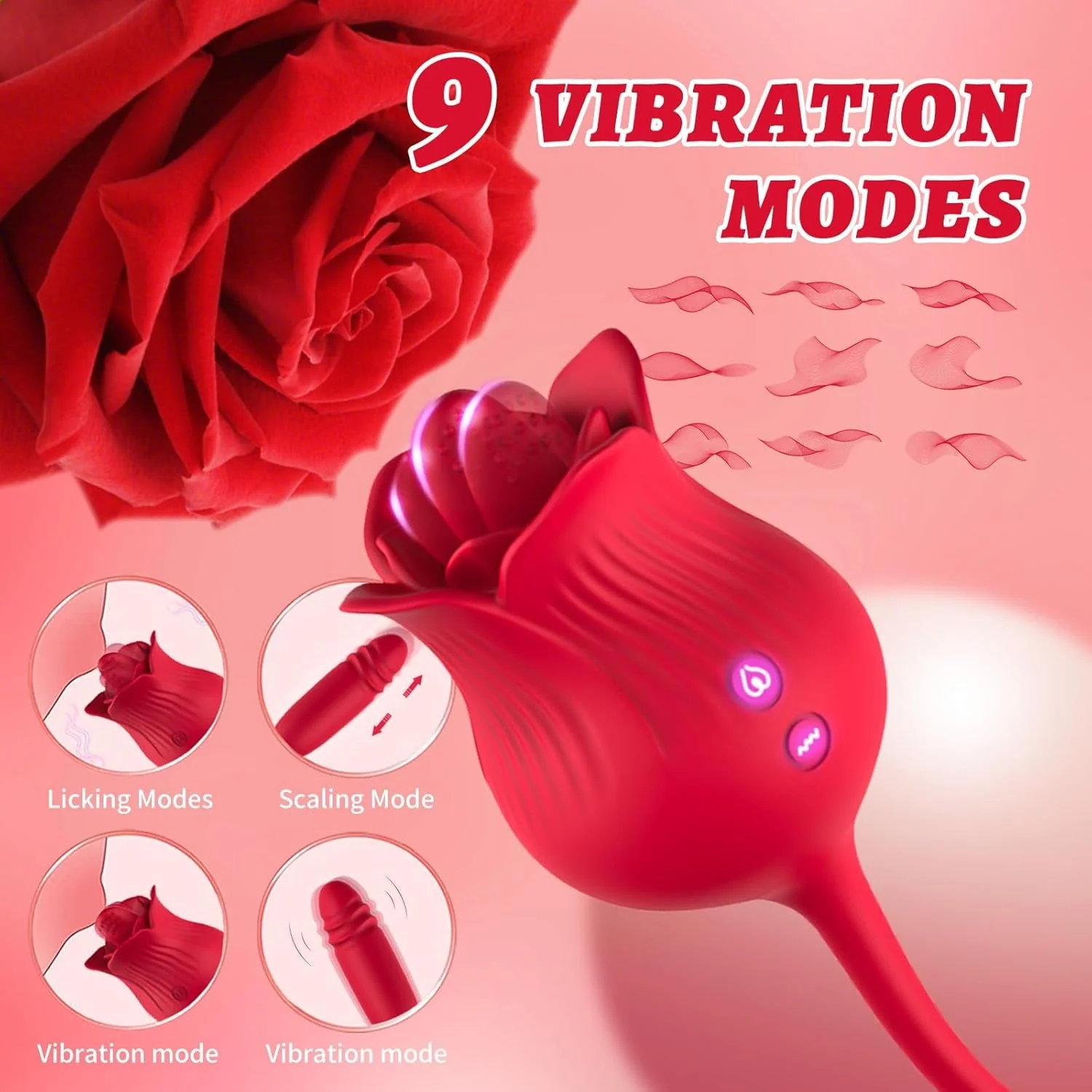 VelvetPetal Rose Licking Dual-Ended G-Spot Vibrator - Image 2